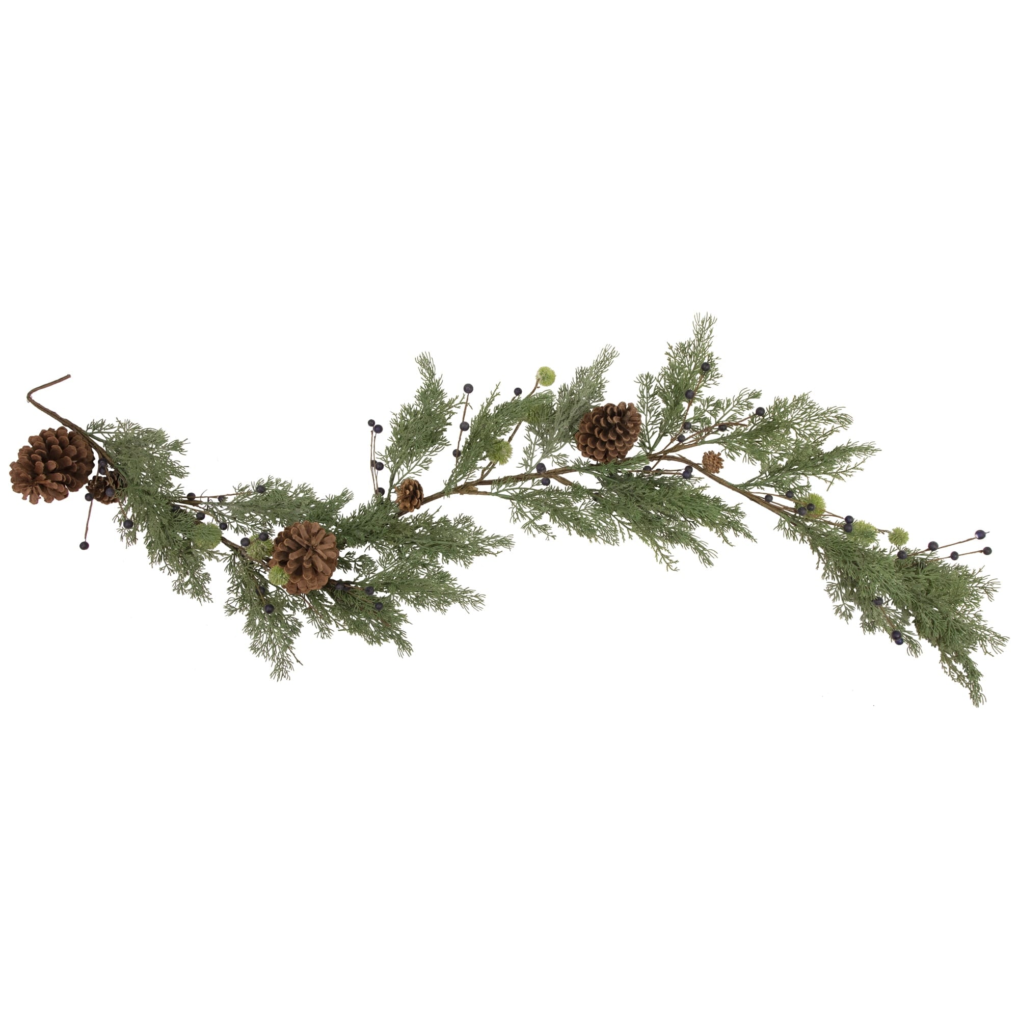 Northlight 5' x 10" Pine and Blueberry Christmas Garland with Pinecones, Unlit