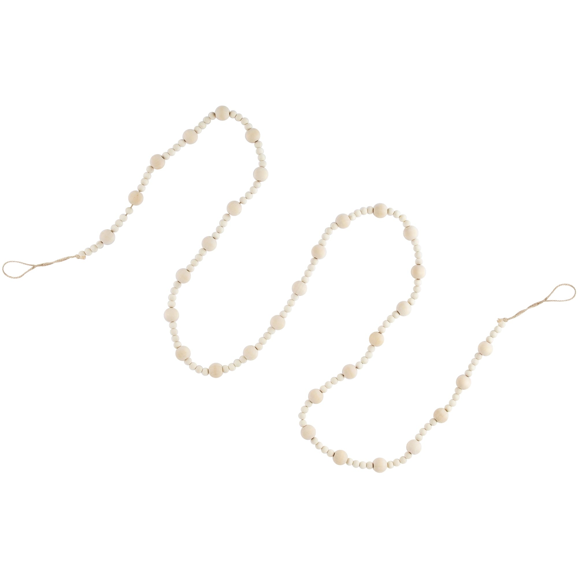 Northlight 6' Cream Wooden Beads Christmas Garland, Unlit
