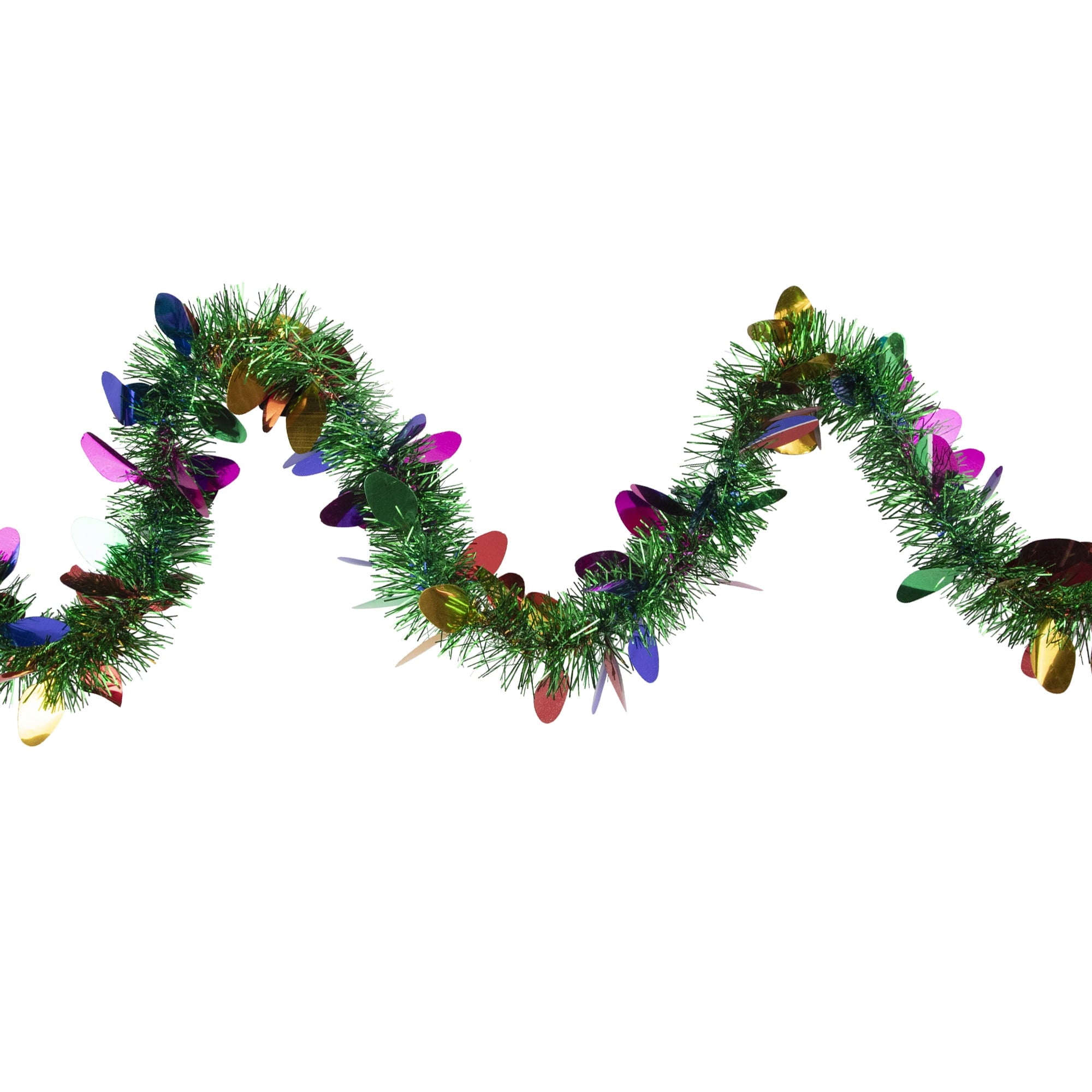 Northlight Christmas Light Bulb Wrapped Tinsel Commercial Garland - 50' x 2" - Green and Multicolor