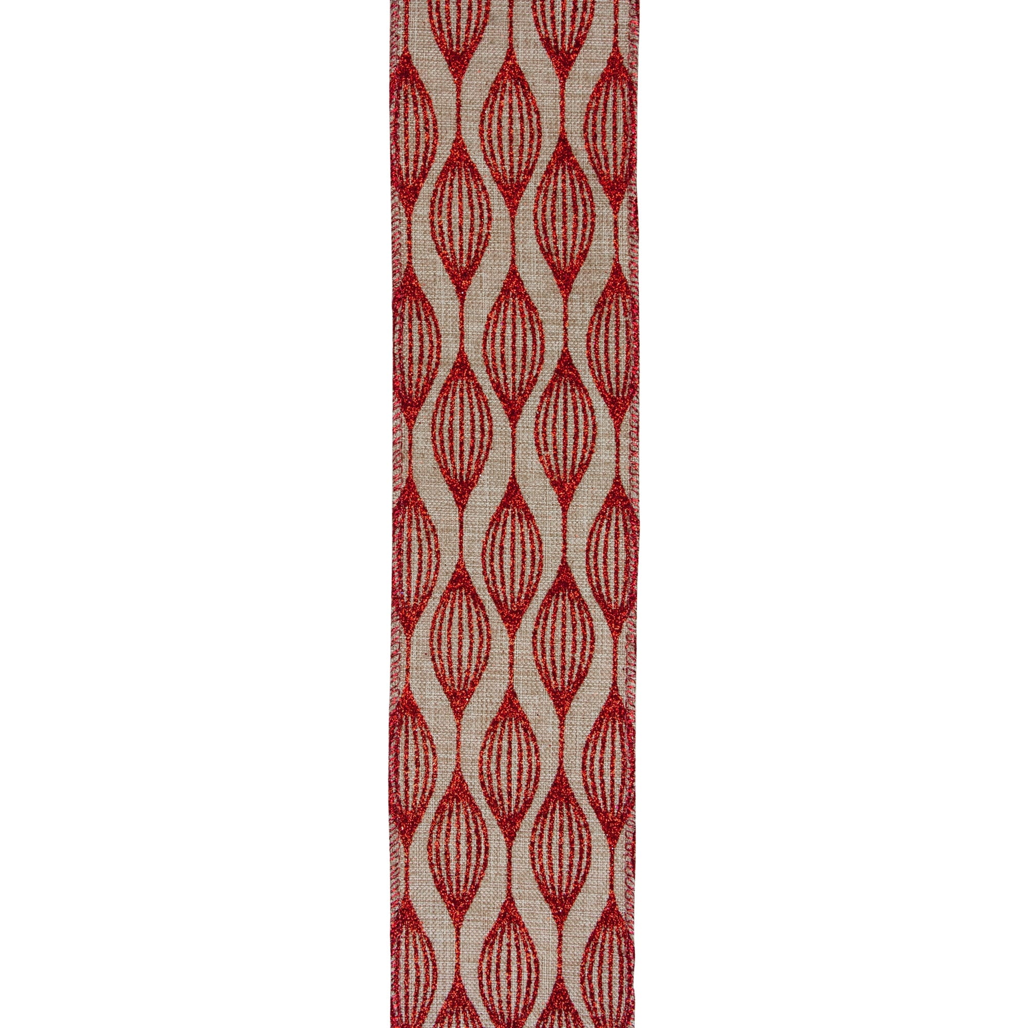 Northlight Club Pack of 12 Red and Beige Christmas Wired Craft Ribbons 2.5" x 120 Yards