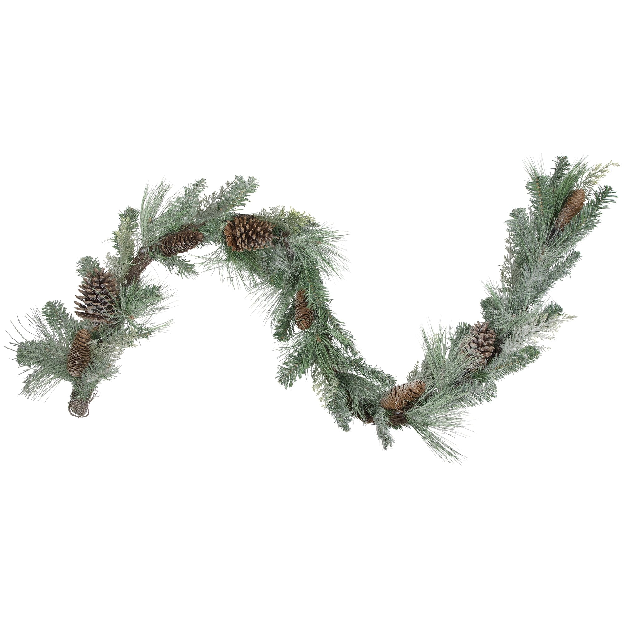 Northlight Frosted Mixed Pine and Cedar with Pinecones Artificial Christmas Garland - 5' x 10" -