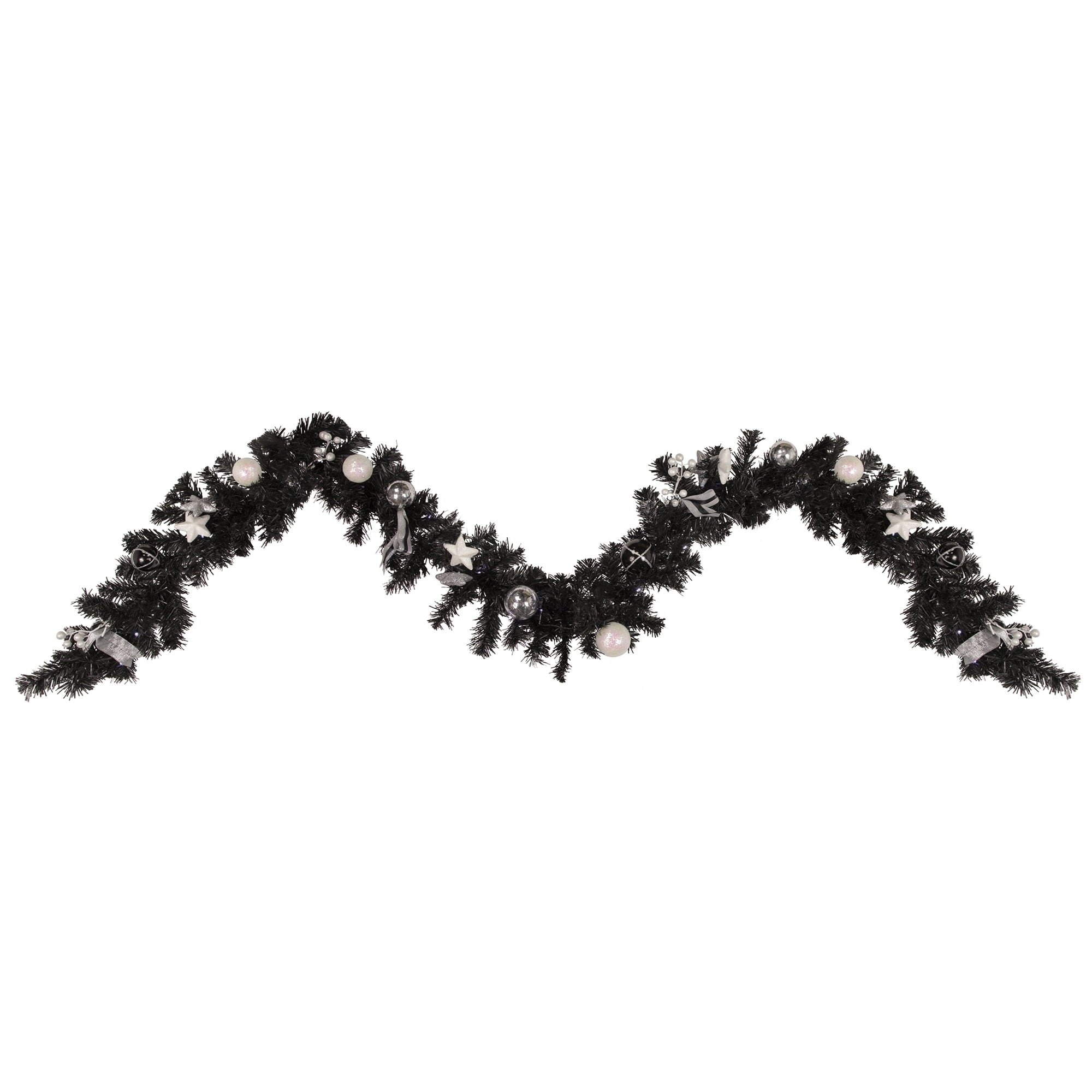 Northlight Pre-Lit Battery Operated Black Pine Artificial Christmas Garland -  6' x 10" - Cool White