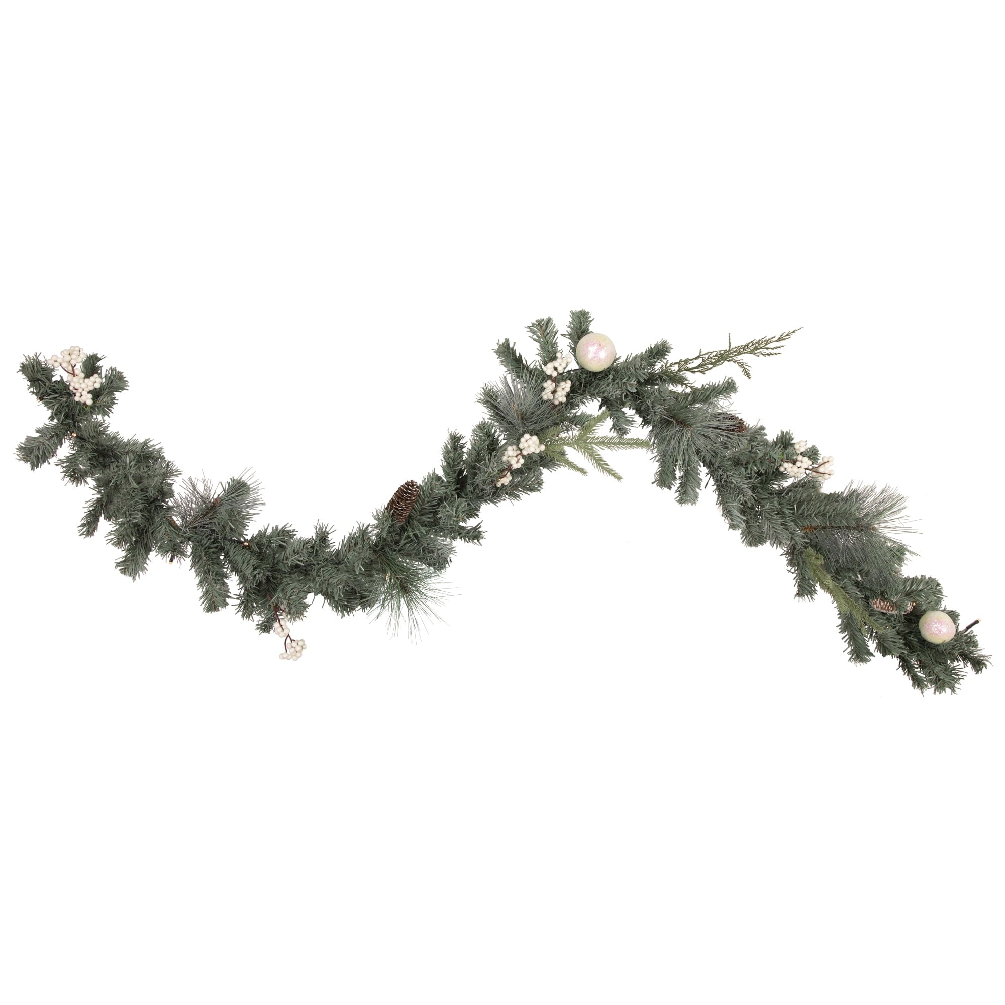 Northlight Pre-Lit LED Mixed Pine and Berries B/O Christmas Garland - 6' x 12" - Warm White Lights