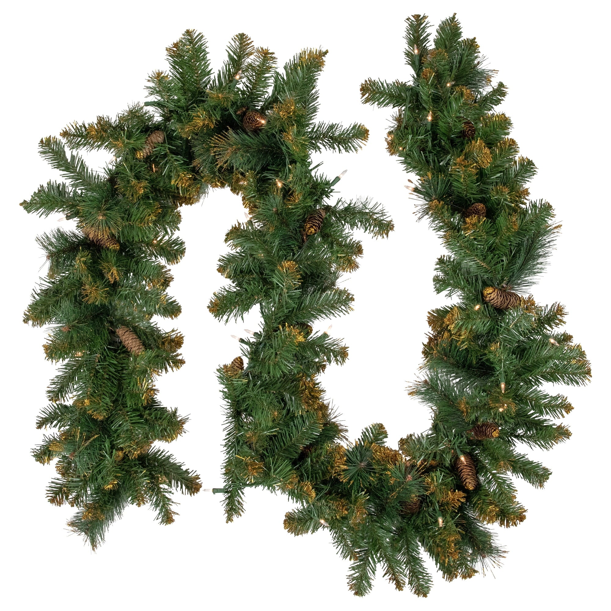 Northlight Pre-Lit Yorkville Pine Glittered Artificial Christmas Garland - 9' x 10" - Clear Lights