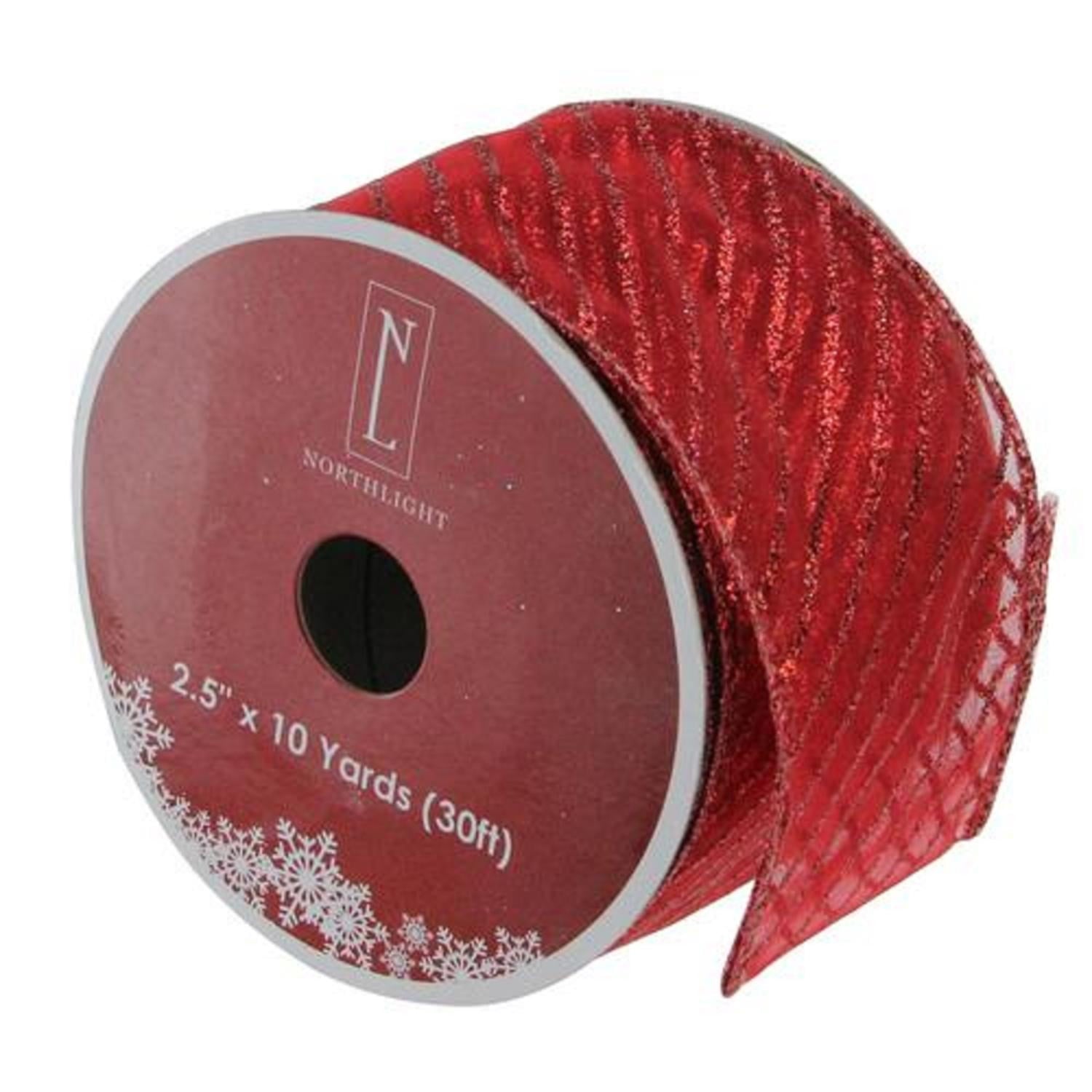 Northlight Red Wired Christmas Craft Ribbon 2.5" x 120 Yards