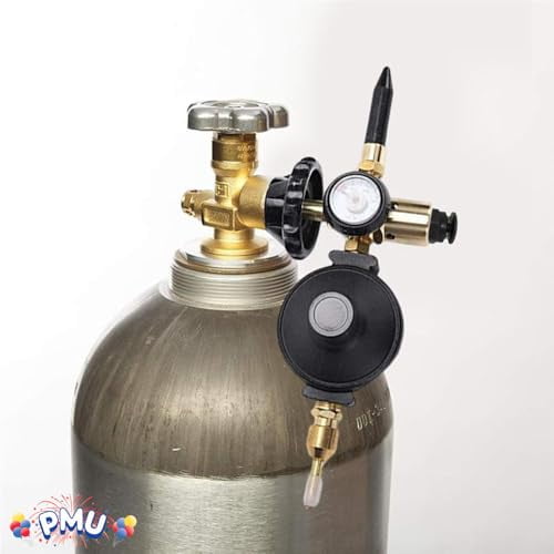 PMU Helium Balloon Filler with Automatic Shut-Off for Mylar/Foil and Dual Latex Inflator with Gauge and Balloon Ribbon String Cutter - 1pc Set