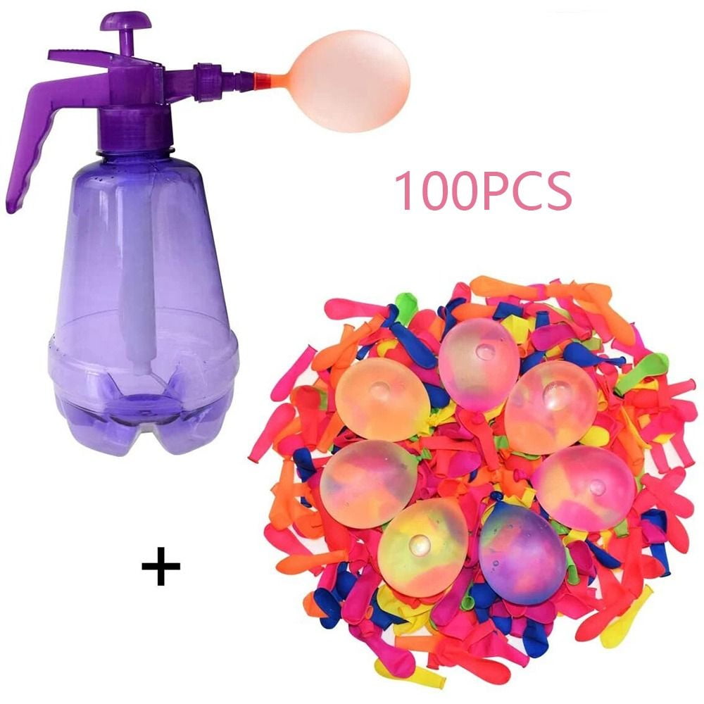 Portable Air Water Bomb Balloon Pump With Balloons For Kids Party Outdoor Toy Balloons (Pump and Balloons Random Color)