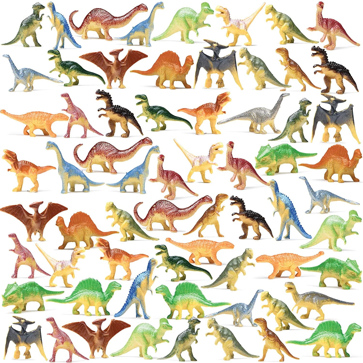 Prextex Mini Dinosaur Figure Toys Box (72 Count) | Best for Dinosaur Party Favors Cake Toppers Easter Eggs Filler | Plastic Dinosaurs, Dinosaur Cupcake Toppers, Small Dinosaur Toys, Cupcake Toppers