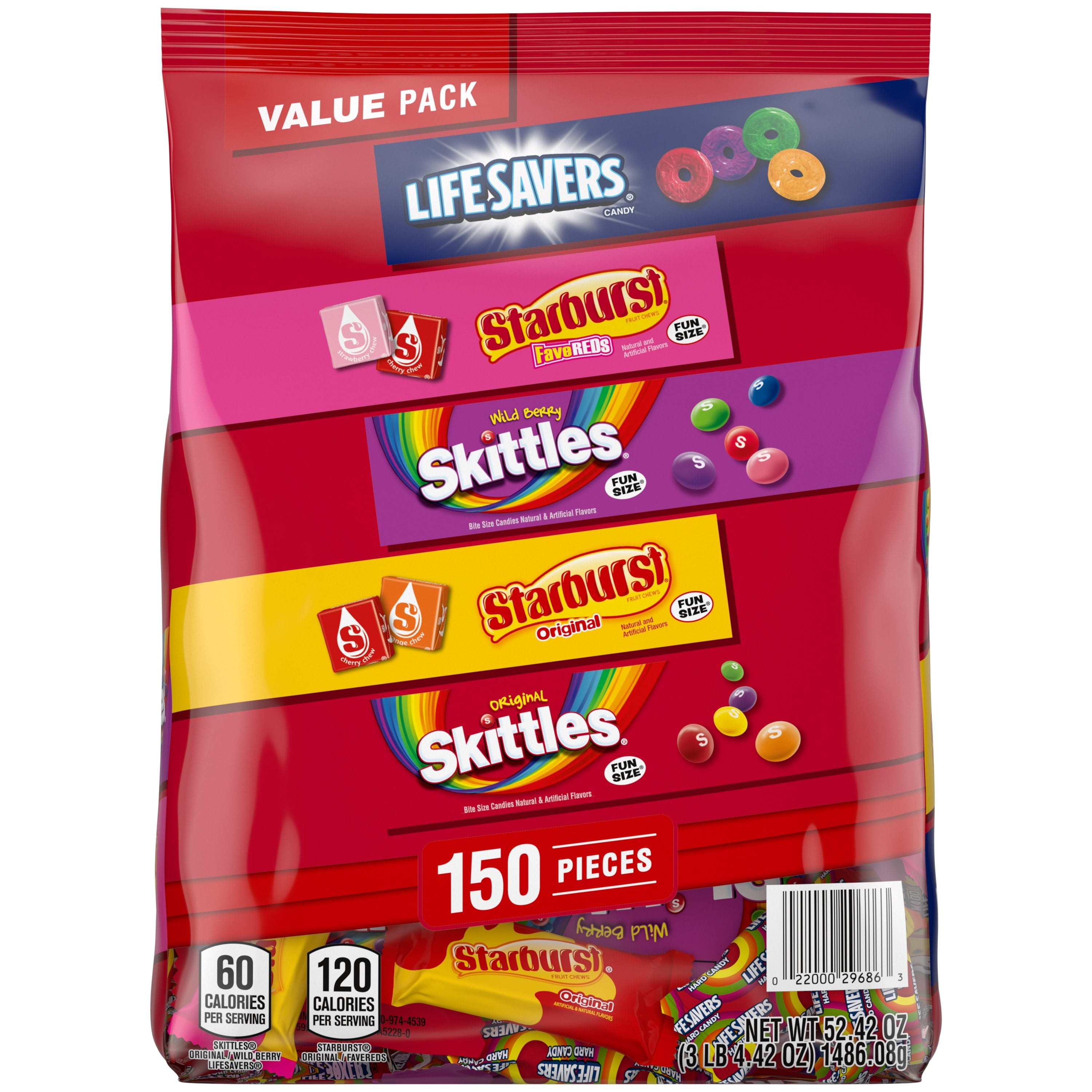 Skittles, Starburst & Life Savers Fruity Candy Variety Pack - 150 Ct Bulk Bag