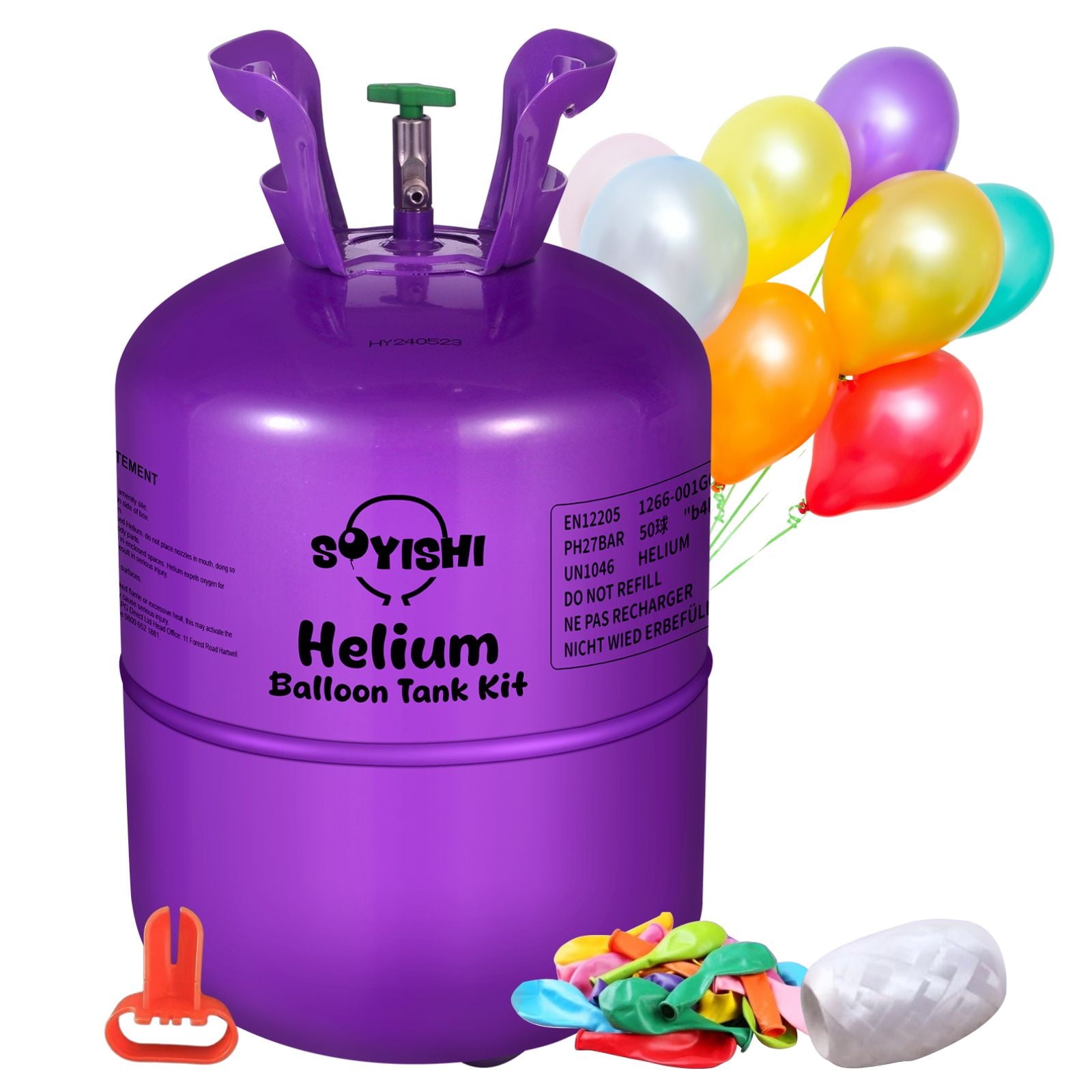 Soyishi 13.4L Helium Tank up to 50 Latex Balloons Helium Tank for Balloons at Home Helium Balloon Pump Kit Blend