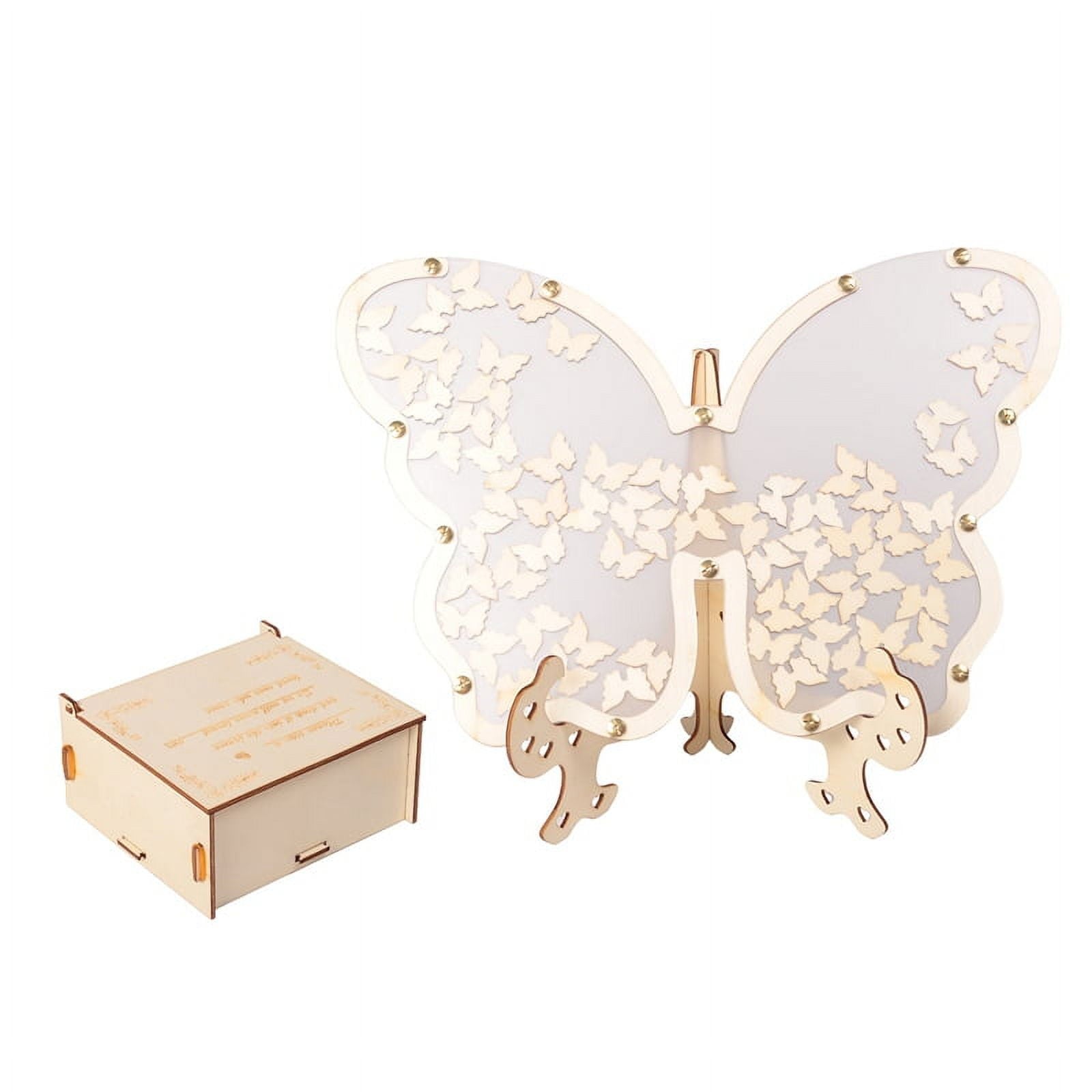 Symkmb White Wedding Guest Book Alternativey Butterfly Frame with Small Butterflys Rustic Guest Book Alternative Wedding Signs Wood