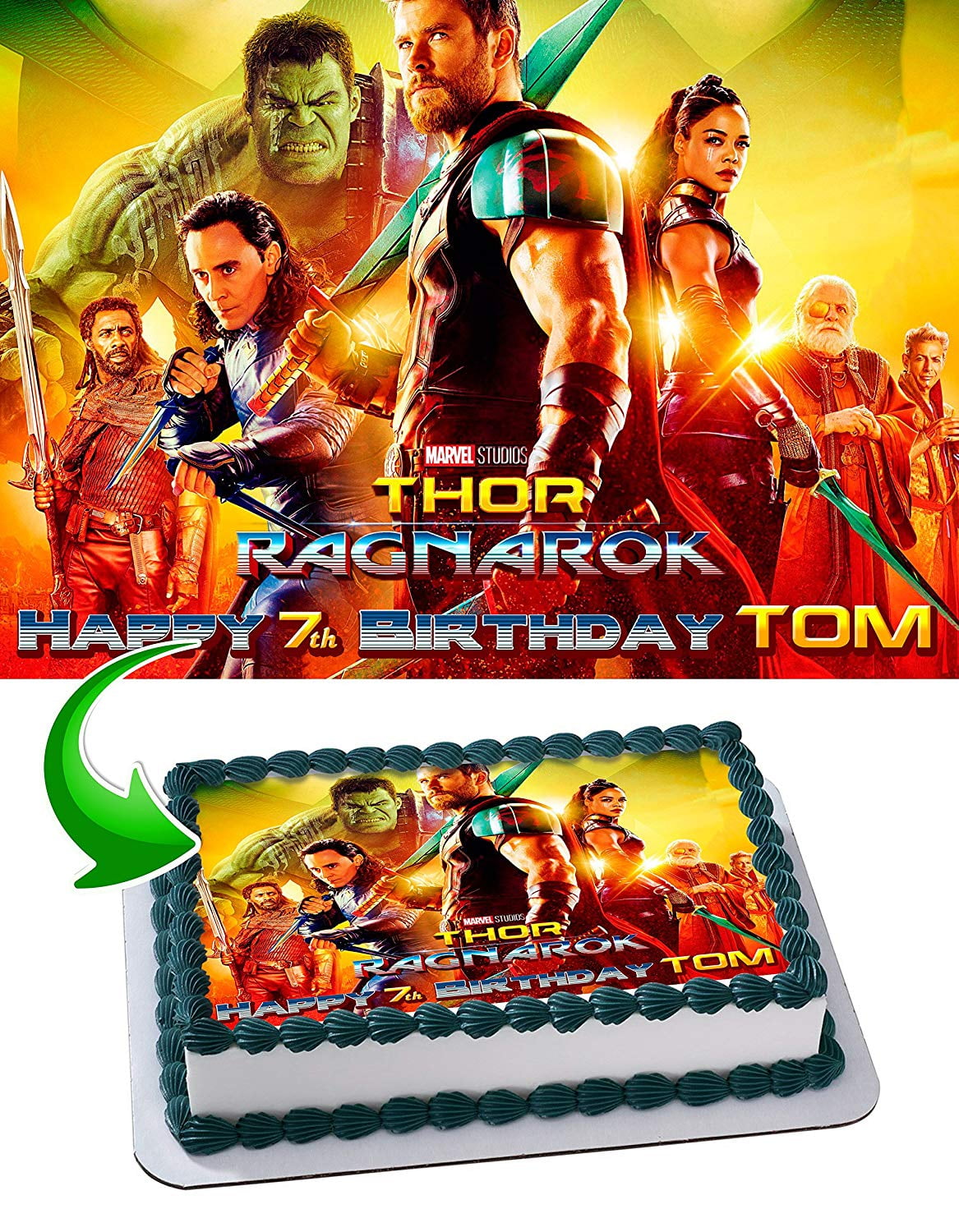 Thor Ragnarok - Edible Cake Topper - 11.7 x 17.5 Inches 1/2 Sheet rectangular