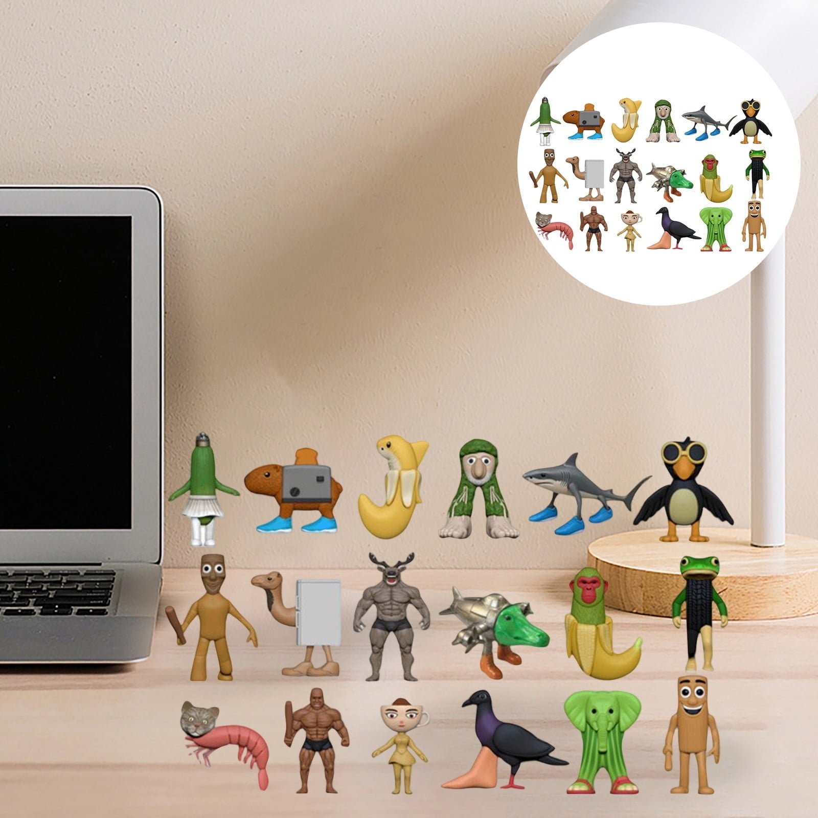 Tralalero Tralala Animal Action Figures 3.5 Inch Italian Brainrot Cake Toppers Birthday Decorations Gift for Fans Office Room Figurine Decor Video Game Fans Suitable Halloween/Children's Gifts(18pc)
