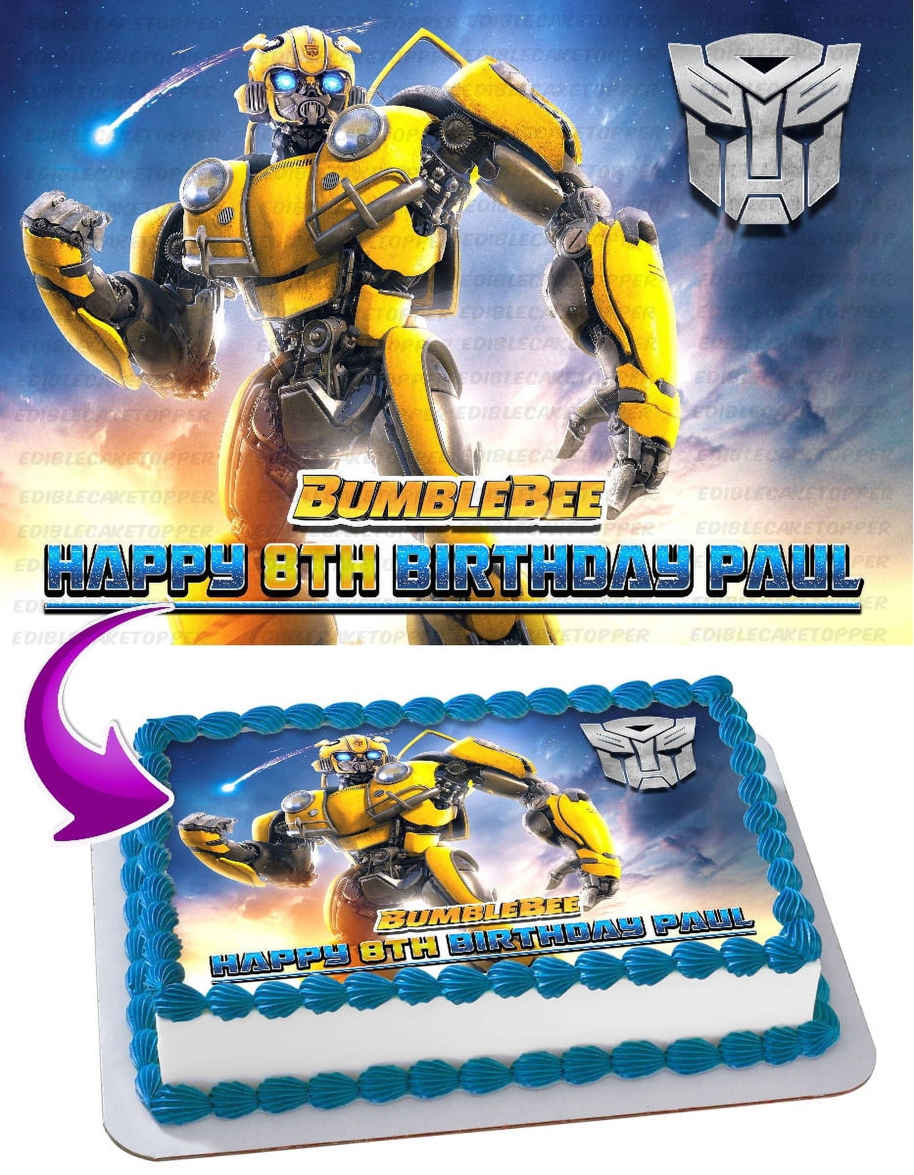 Transformers Bumblebee - Edible Cake Topper - 11.7 x 17.5 Inches 1/2 Sheet rectangular