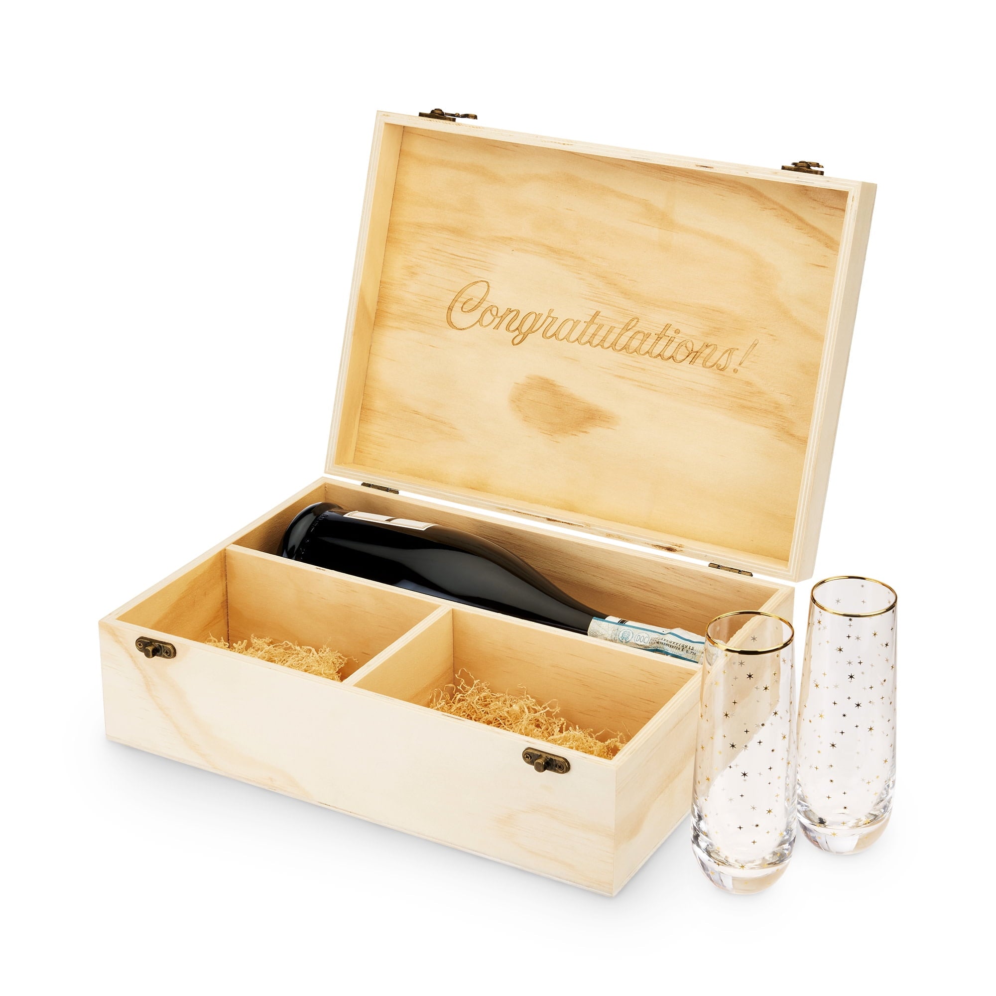 Twine Champagne Bottle Gift Box, 1 Bottle and 2 Champagne Flutes, Gifts