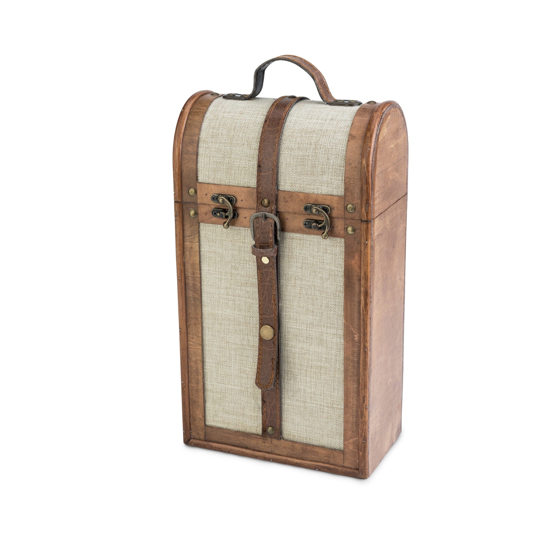 Twine Vintage Trunk Wooden Wine Gift Box, 2-Bottle Wine Box, Wedding Gifts