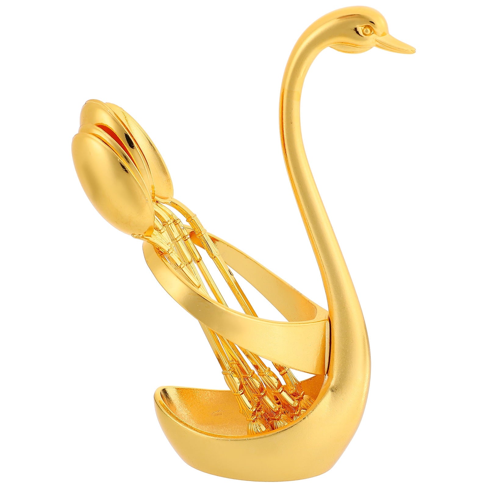 ULTNICE 6 Pcs Metal Serving Utensils Swan Base Holder Spoon Alloy Anti Rust for Table Setting