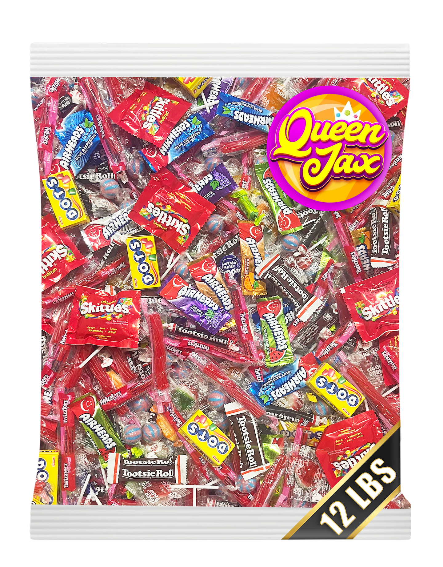 Ultimate Assorted Candy Party Mix - 12 LB Bag - Fun Size Skittles, Sour Patch Candy, Nerds, Jolly Ranchers Lollipops, Fruit Chews, Smarties, & More - Mega Variety Bulk Candy Assortment - Individually
