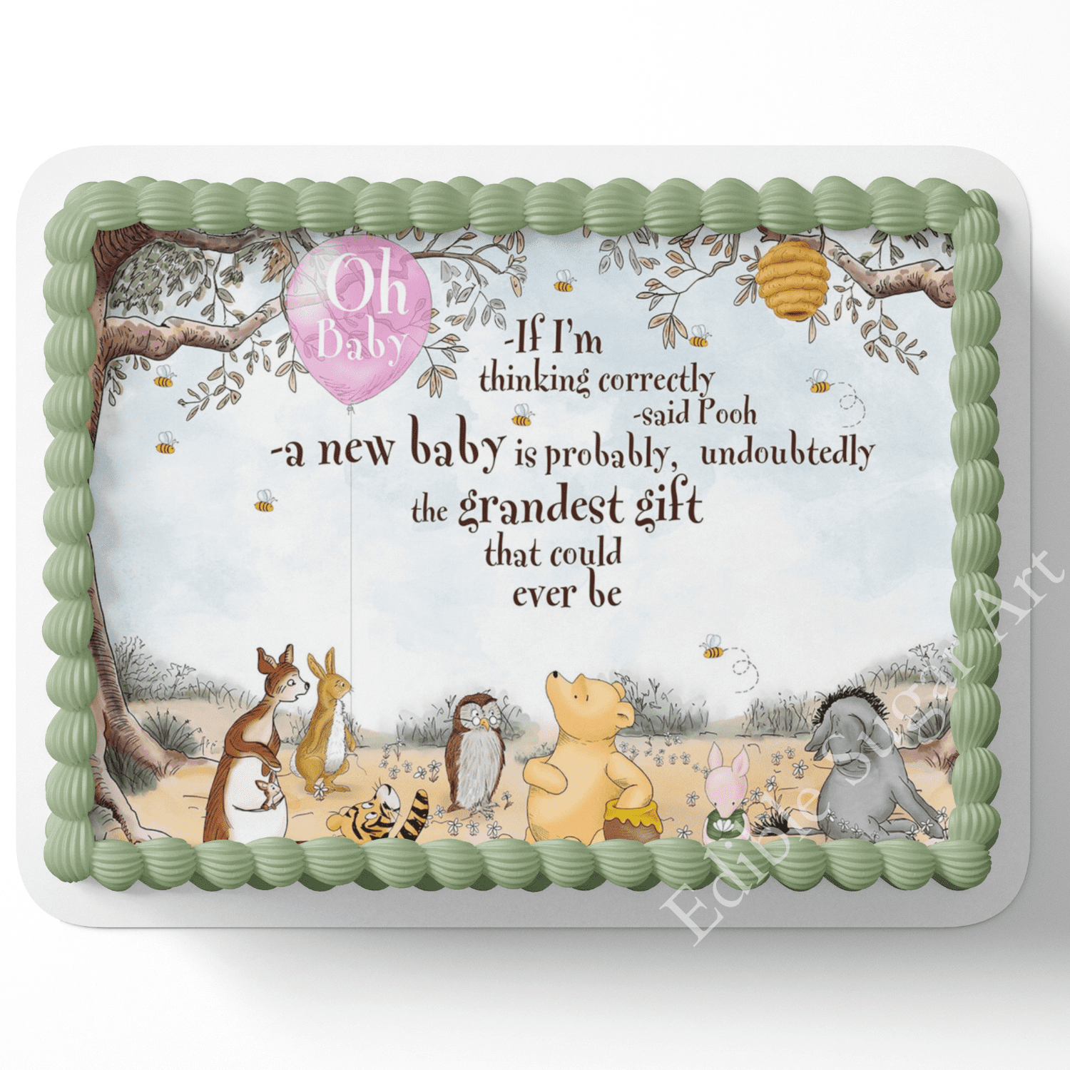 Winnie the Pooh Cake Topper Edible Image 1/2 Sheet cake topper pooh Bear Baby Shower