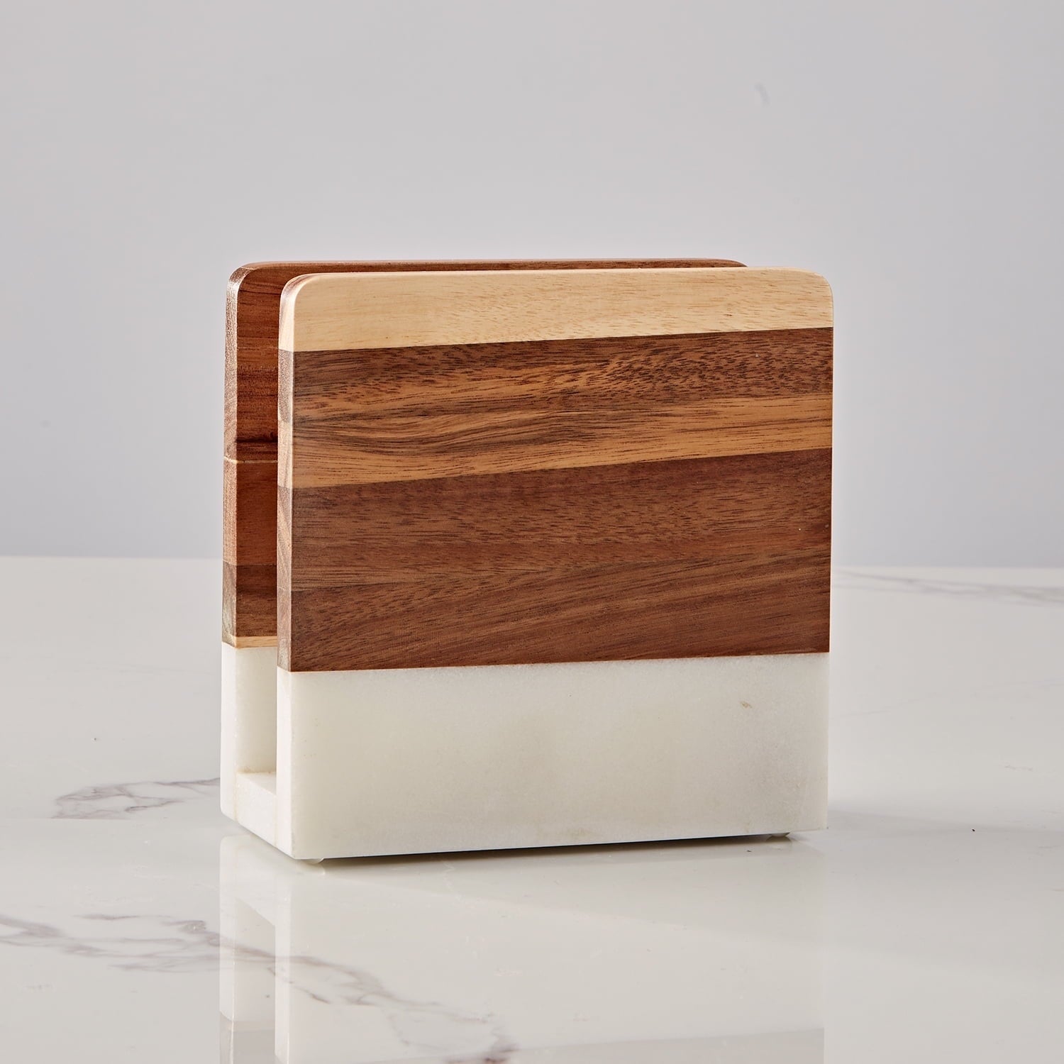 Wood and Marble Table Napkin Holder White Marble,Kitchen,Dining Room,Napkin Rings