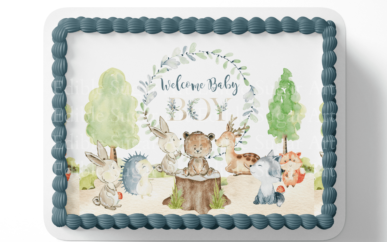 Woodland Baby Shower Cake Topper Edible Image Forest Friends Baby Shower Woodland Party Decorations