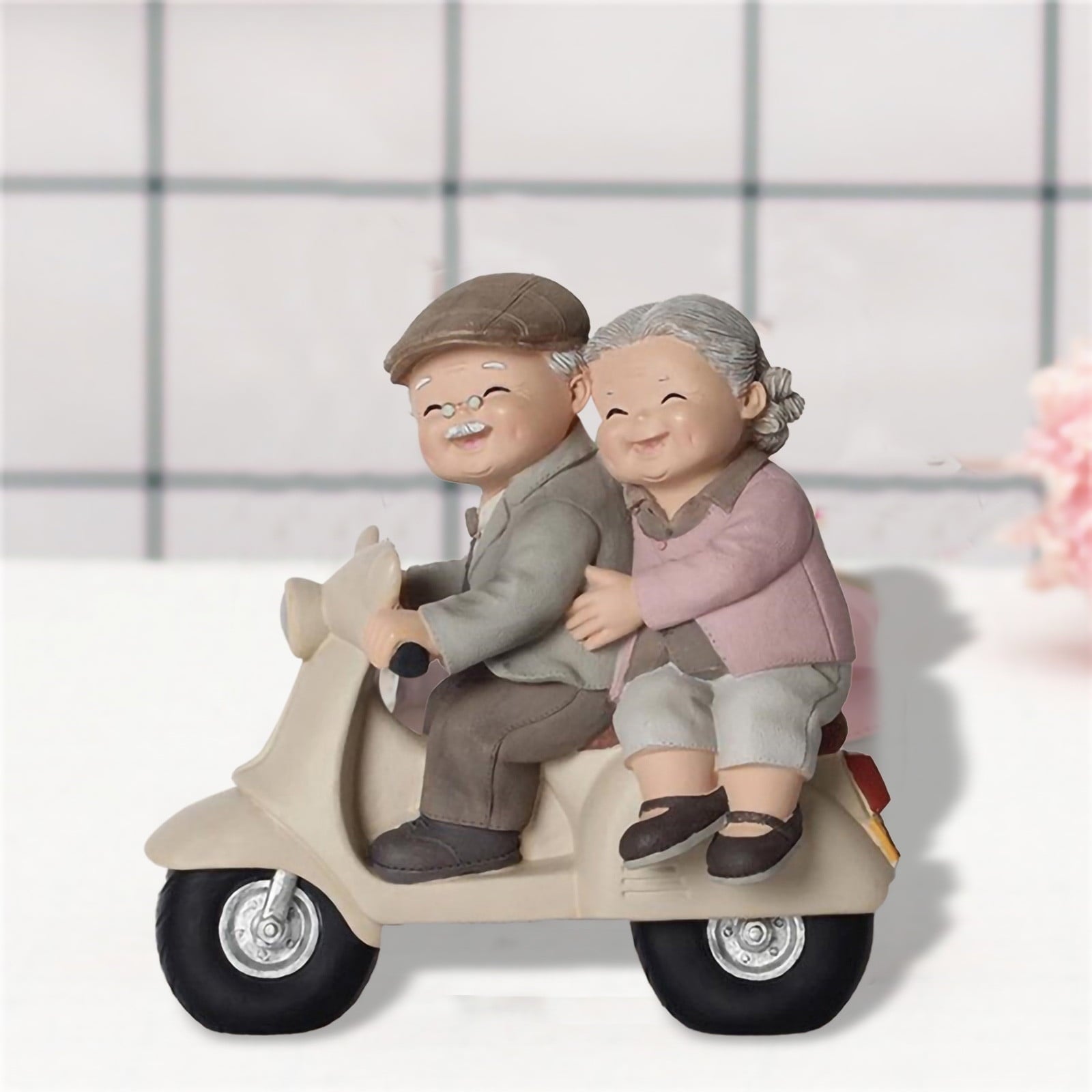 Your Holiday Resin Elderly Couples Anniversary Wedding Cake Topper Figurines (Accompany You Till the End of Time)