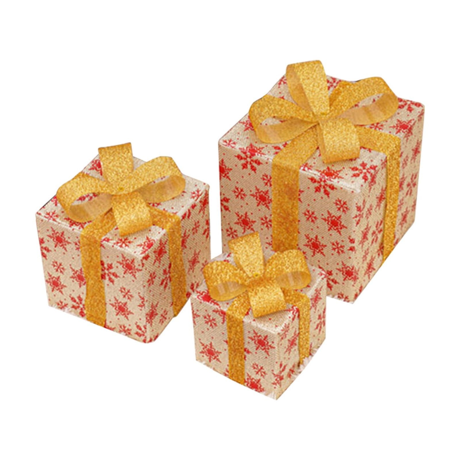 Zhourta 3PCS Lighted Gift Boxes Christmas Decorations Light Up Folding Present Box Christmas Ornaments for Outdoor Indoor Xmas Tree Yard Home Decor