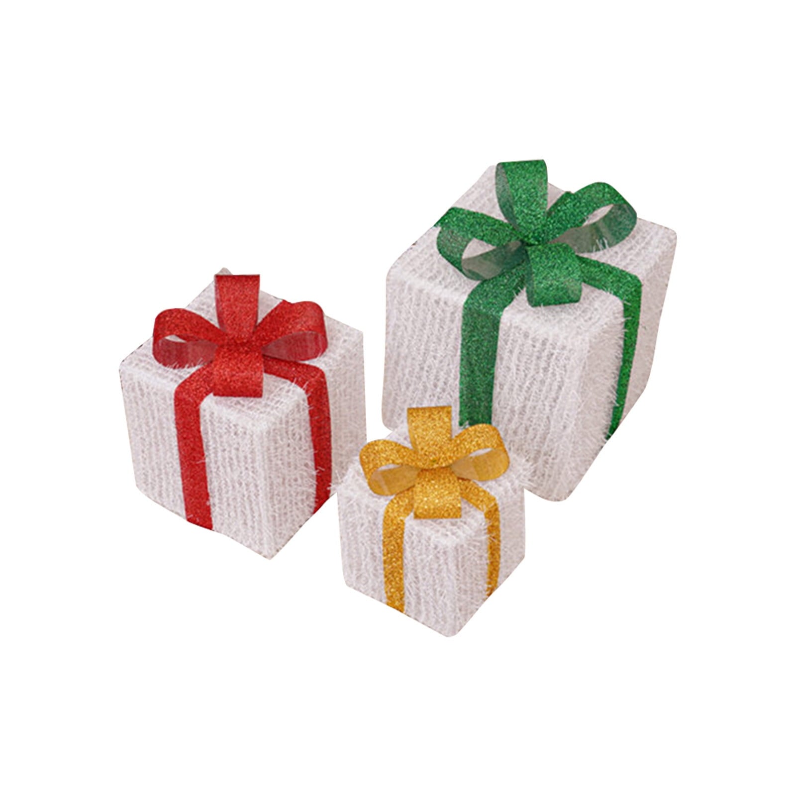 Zhourta 3PCS Lighted Gift Boxes Christmas Decorations Light Up Folding Present Box Christmas Ornaments for Outdoor Indoor Xmas Tree Yard Home Decor