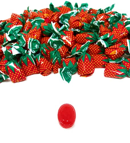 Strawberry Filled Hard Candy - 6 lbs - Strawberry Flavored Bon Bons Filled with Chewy Strawberry Candy - Bulk American Vintage Candy Assortment - Individually Wrapped, 96 oz.