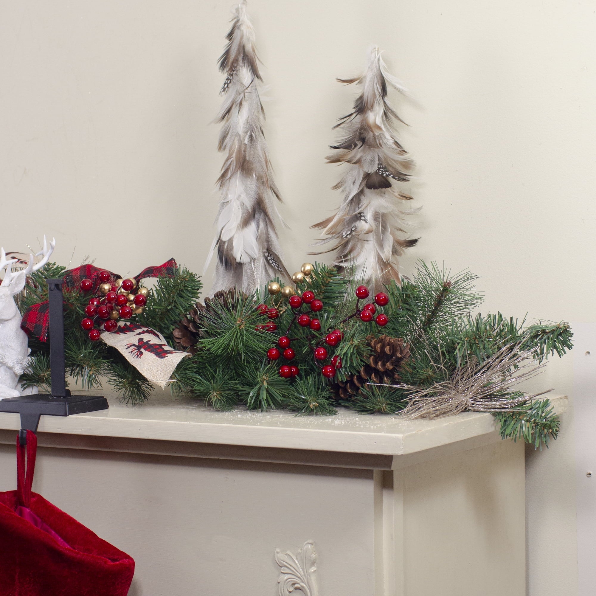 Northlight 6' x 12" Plaid Bows Pinecones and Berries Artificial Christmas Garland - Unlit