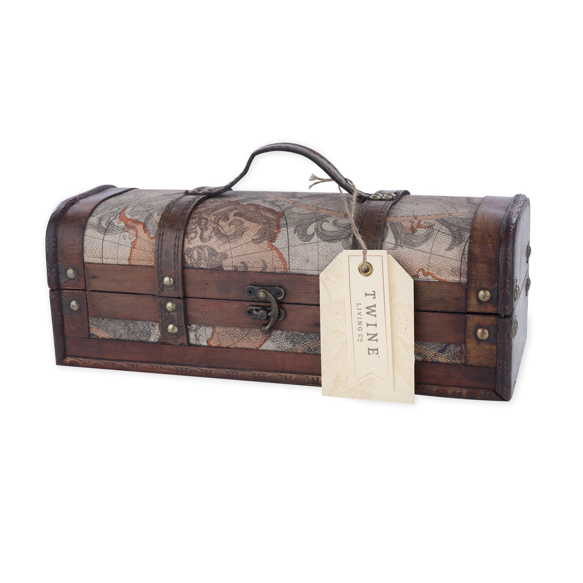 Twine Old World Wine Gift Box, 1-Bottle Wooden Wine Box, Wedding Gifts
