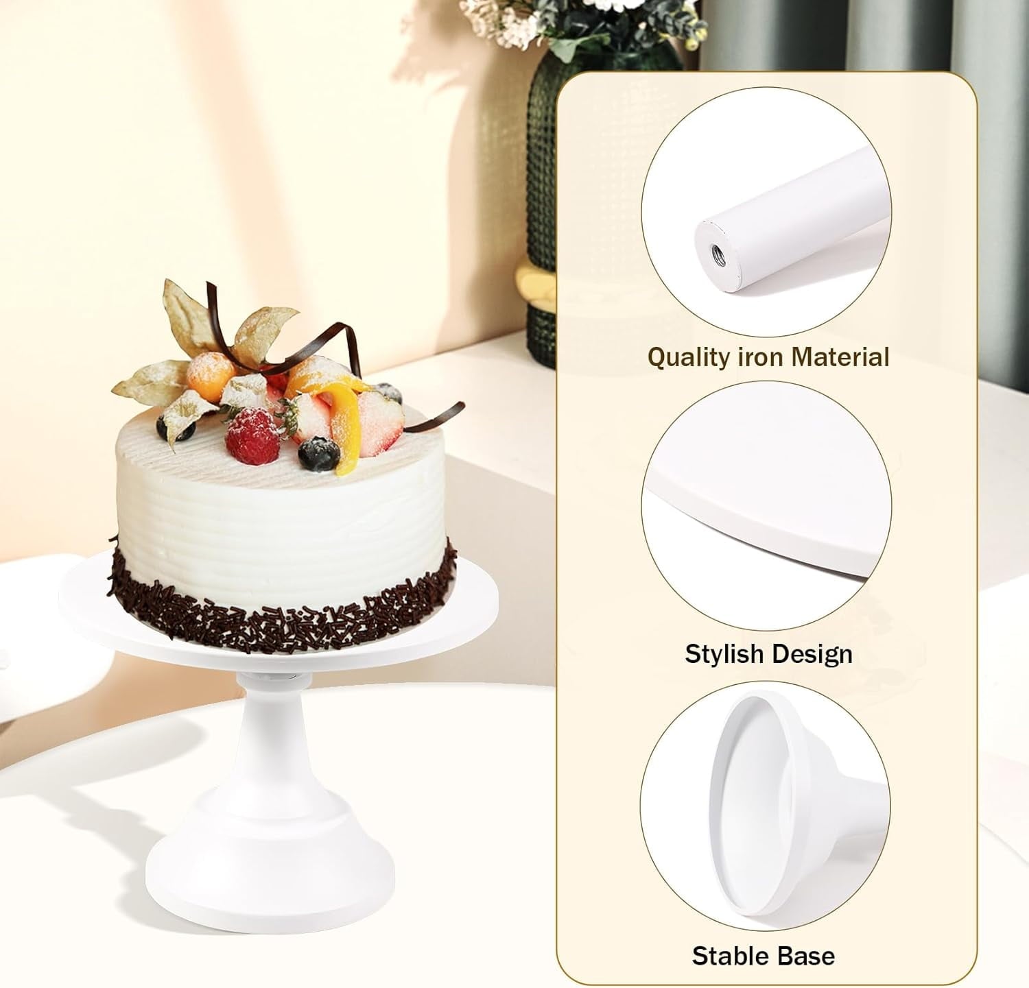 3 Pcs Cake Stand,White Cake Stand Set Disc Diameter 8" 10" 12"Round Dessert Stand  for Birthday Parties, Weddings, Baby Shower(White)