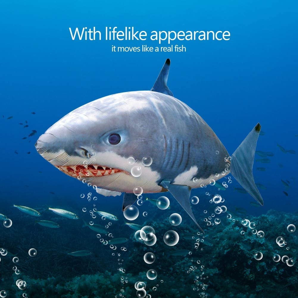GGB-Flying Shark Toy, Remote Control Flying Shark Inflated Rc Inflatable Balloon Toy Shark Clownfish Kids Gift(Blue Shark) Vendor【0507】