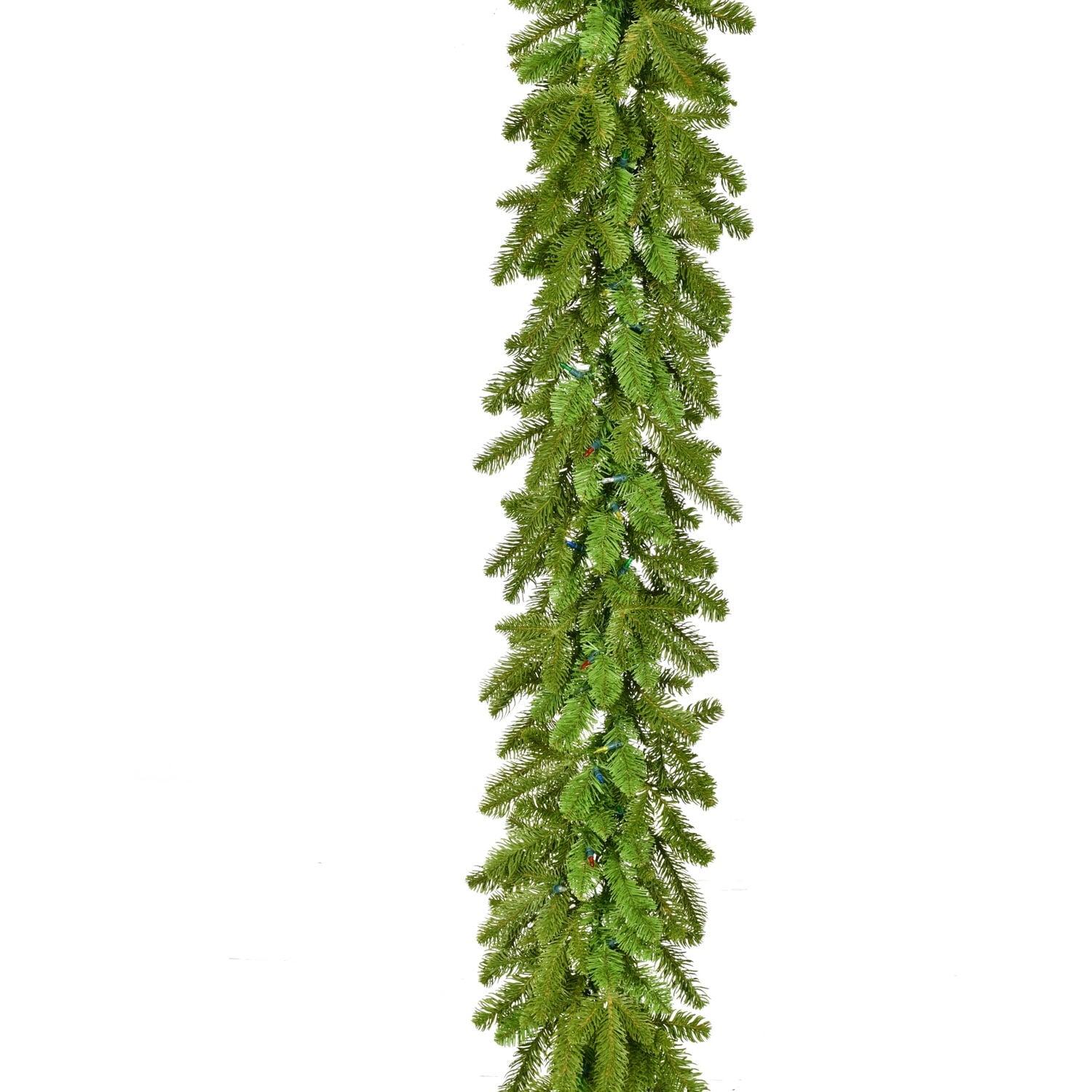 Fraser Hill Farm 9-Ft. Grandland Garland with Multi-Color LED Lights | Battery-Operated | Festive Christmas Holiday Decor for Fireplace Mantel, Staircase, Console Table | FFGT108G-6GR