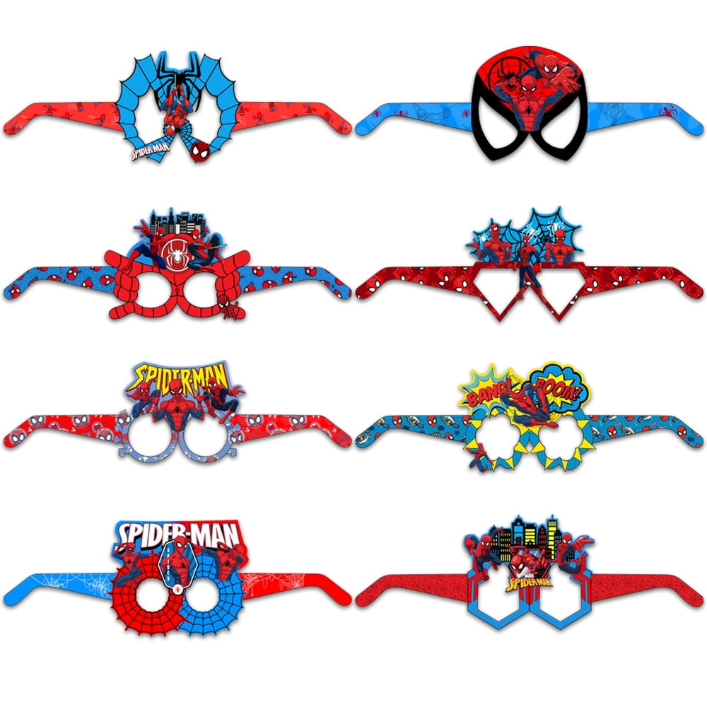 16pcs Spider-Man Paper Eyeglasses Party Favors Supplies Birthday Party Decorations Gifts Photo Booth Props for Kids Boys
