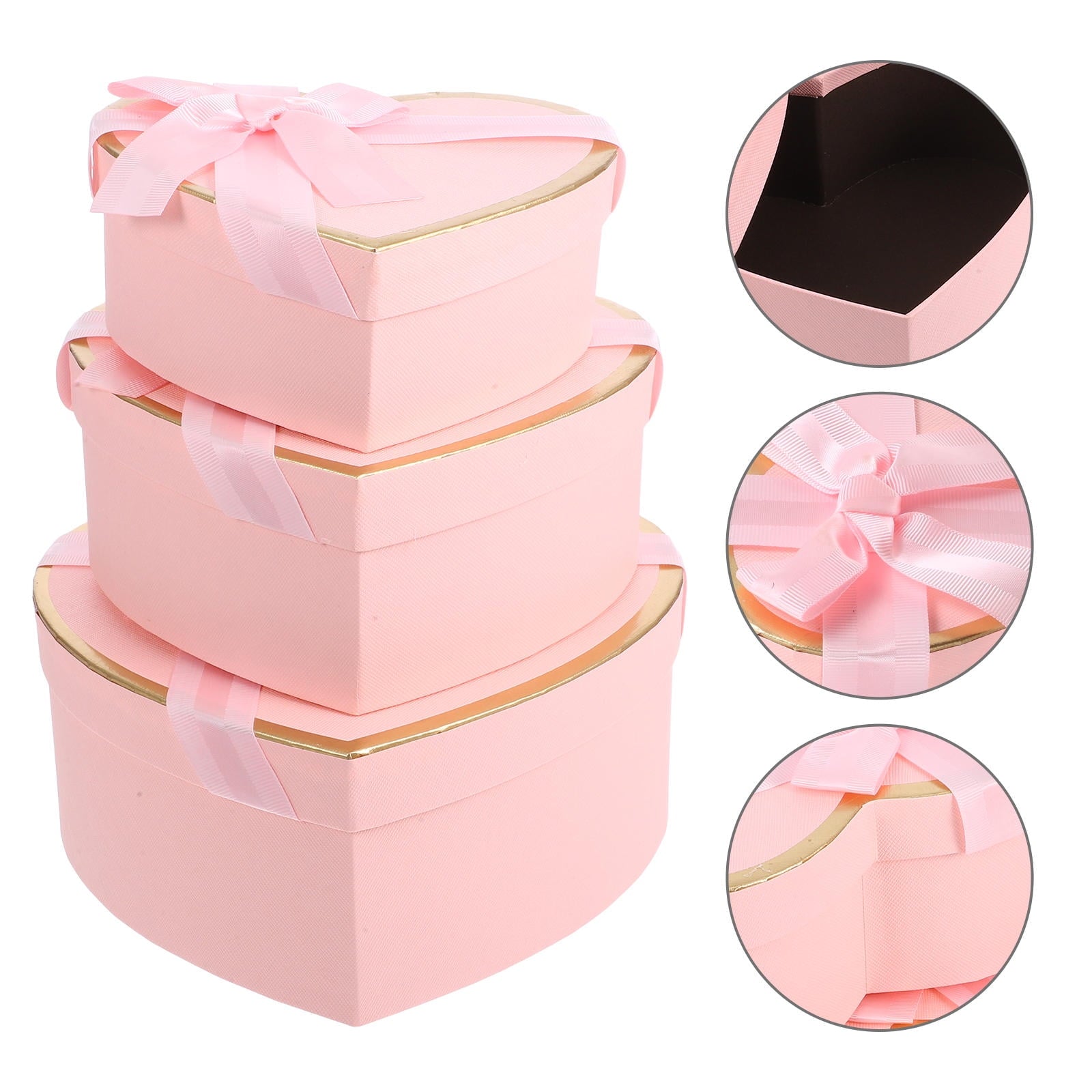 Raindrops 2 Sets  Valentines Day Heart Shaped Boxes Valentines Nesting Cardboard Cookie Box Flower Box Wraps Boxes For Wedding Birthday Present Wrapping Packaging Pink