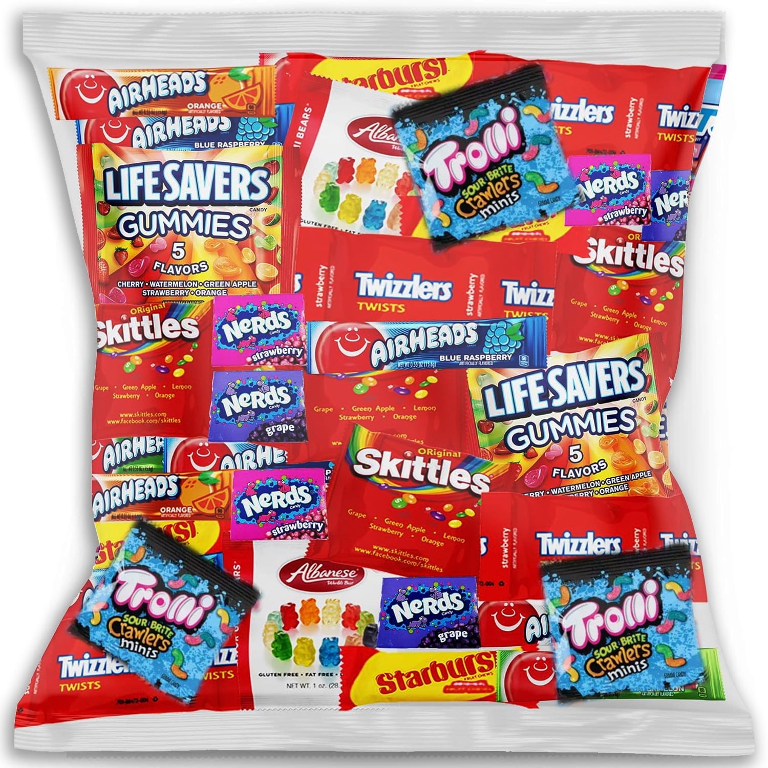 Bulk Assorted Fruit Candy - Starburst, Skittles, Gummy Life Savers, Air Heads, Jolly Rancher, Sour Punch, Albanese Gummy Bears & Twizzlers (32 Oz Variety Pack) from The LakeHouse