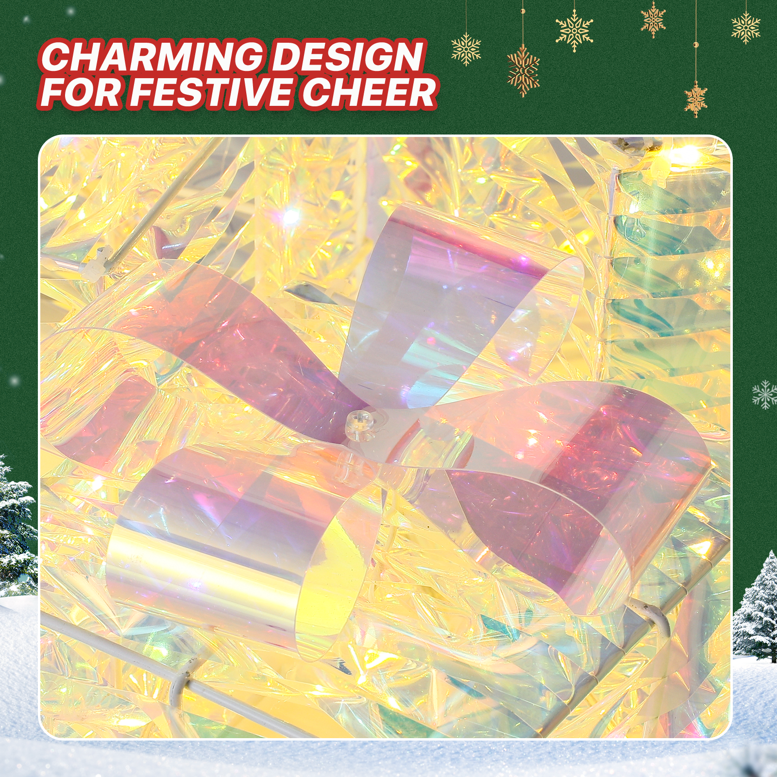 mollie Set of 3 Christmas Lighted Gift Boxes, Plug-in LED Light up Xmas Present Boxes Ornaments for Outdoor Indoor Christmas Tree Yard Holiday Party Favors Home Decor, Transparent