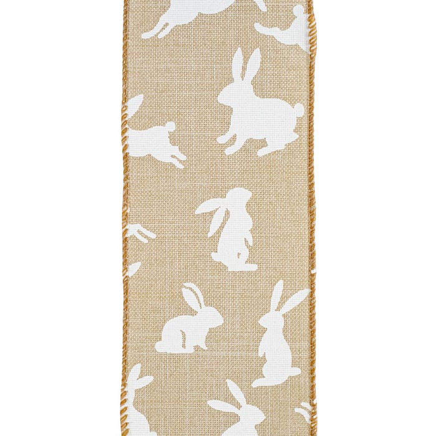 JAM Paper Easter Ribbon, Natural/White Bunny, 2 1/2in x 10yd, 1 Pack