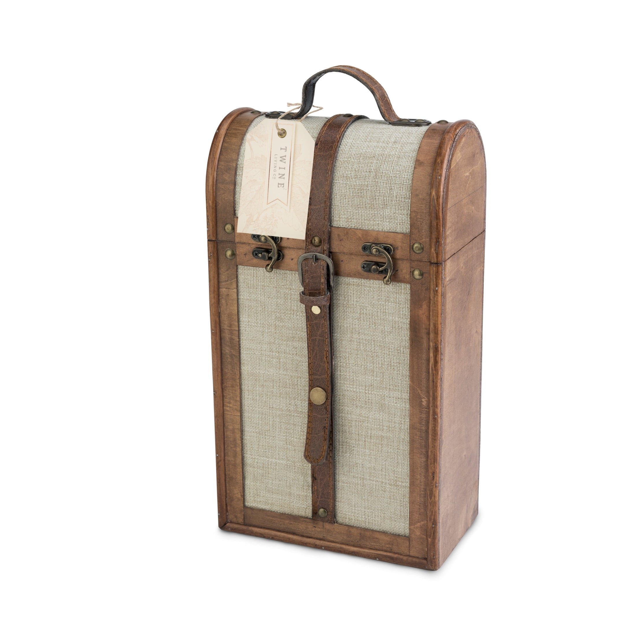 Twine Vintage Trunk Wooden Wine Gift Box, 2-Bottle Wine Box, Wedding Gifts