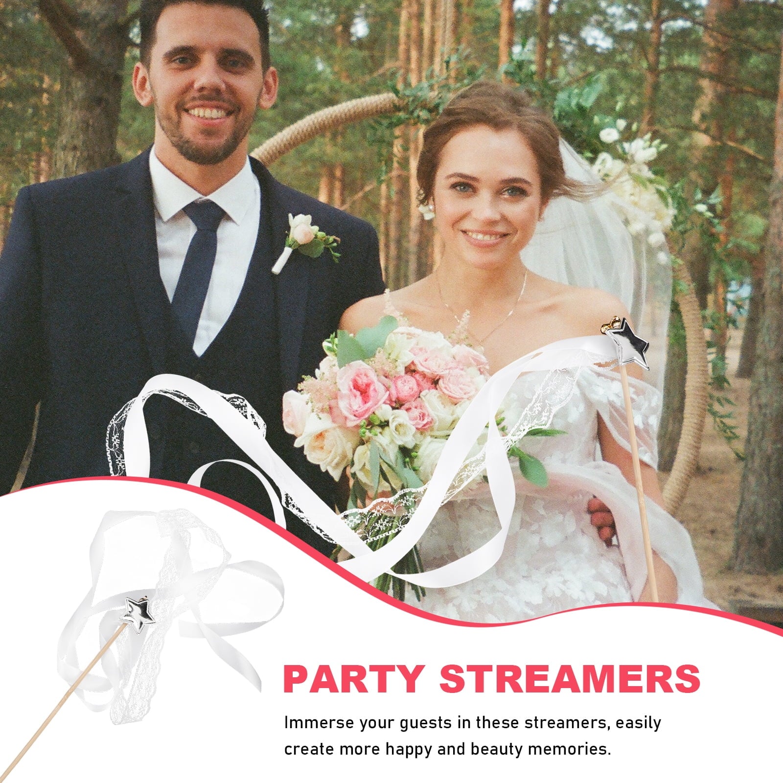 3 Pieces Glow Party Accessories Ribbons Decorations White Ornaments for Kids Colorful Baby Bride