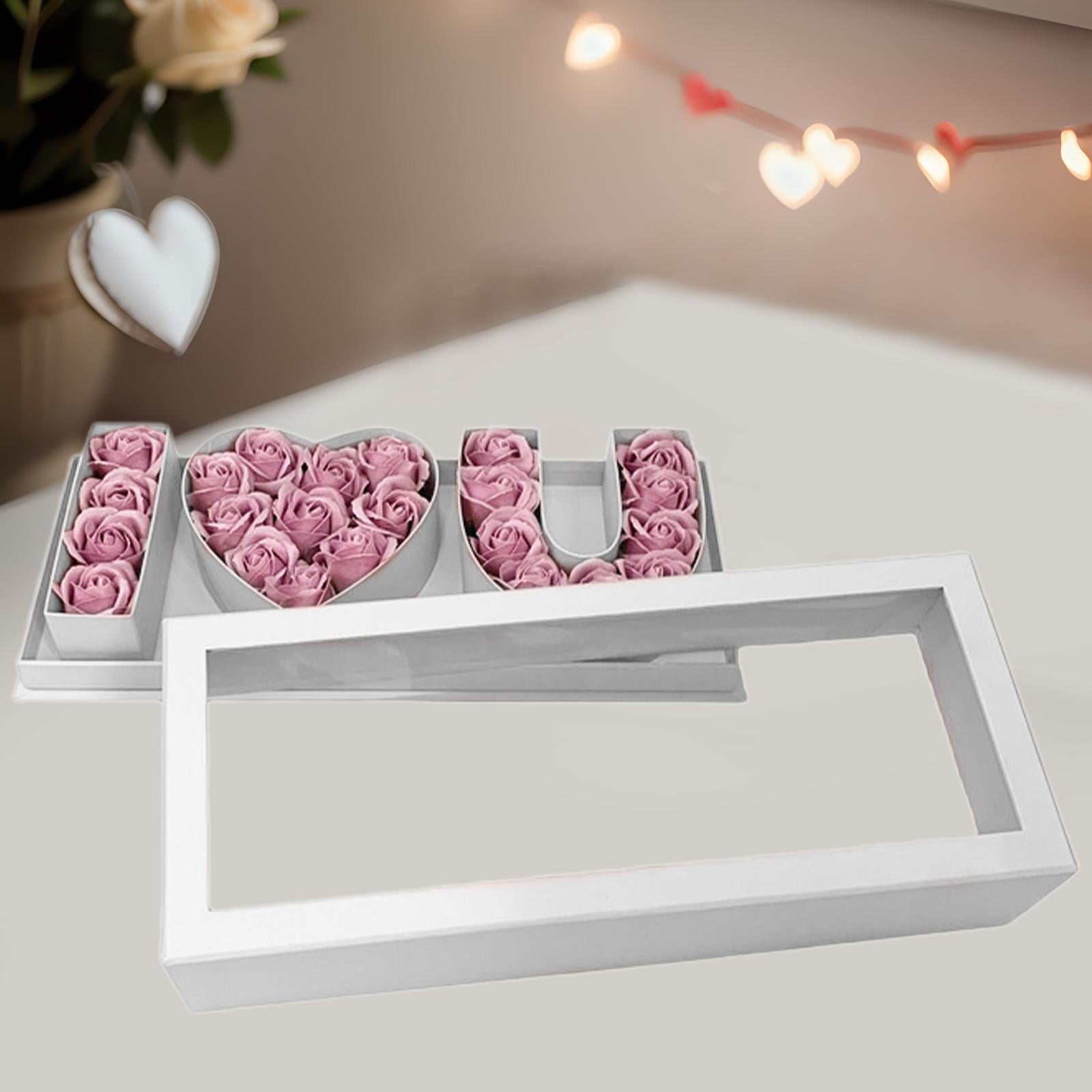 HOMYL Empty Flower Box Fillable Gift Box,i Love U Letter Shaped Gift Box Craft DIY,Cardboard,Container for Valentines's Day Parties white