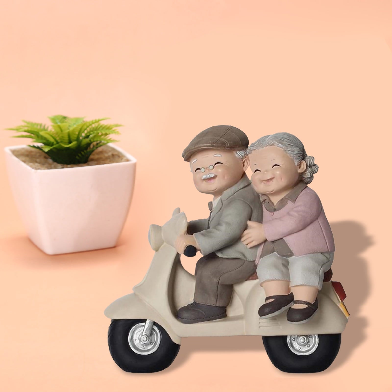 Your Holiday Resin Elderly Couples Anniversary Wedding Cake Topper Figurines (Accompany You Till the End of Time)
