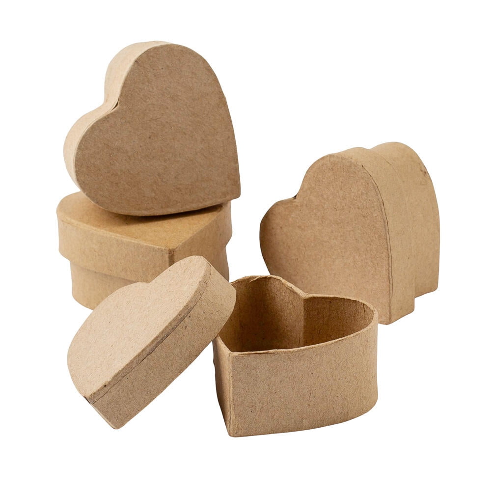 48pc Paper Mache Kraft Heart Boxes - for Valentine's Day and Anniversaries - Factory Direct Craft