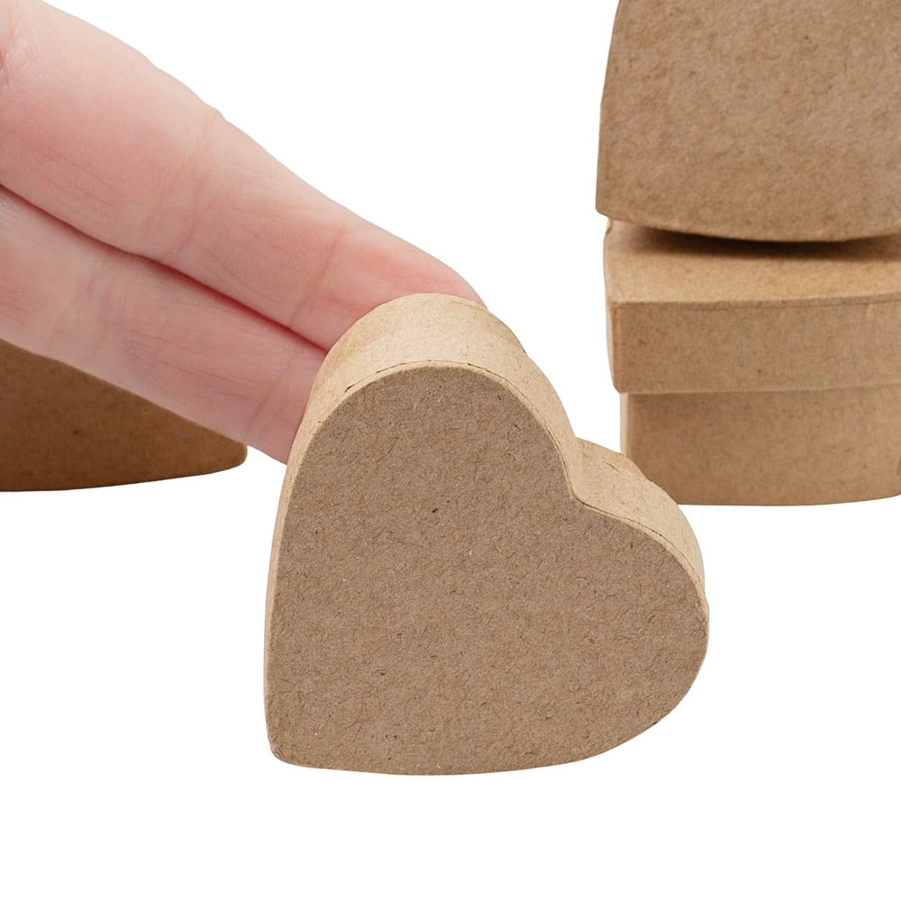48pc Paper Mache Kraft Heart Boxes - for Valentine's Day and Anniversaries - Factory Direct Craft