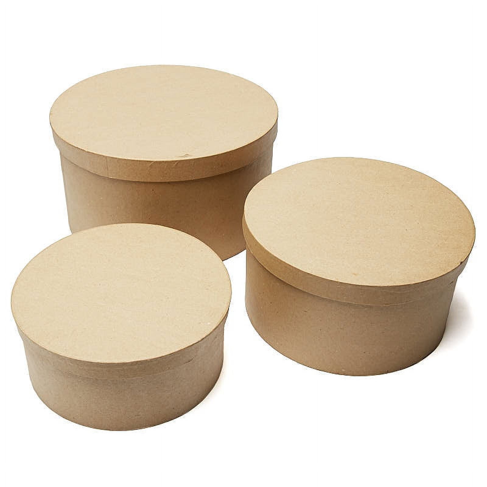 Factory Direct Craft Unfinished Round Paper Mache Boxes Nested Set of 3