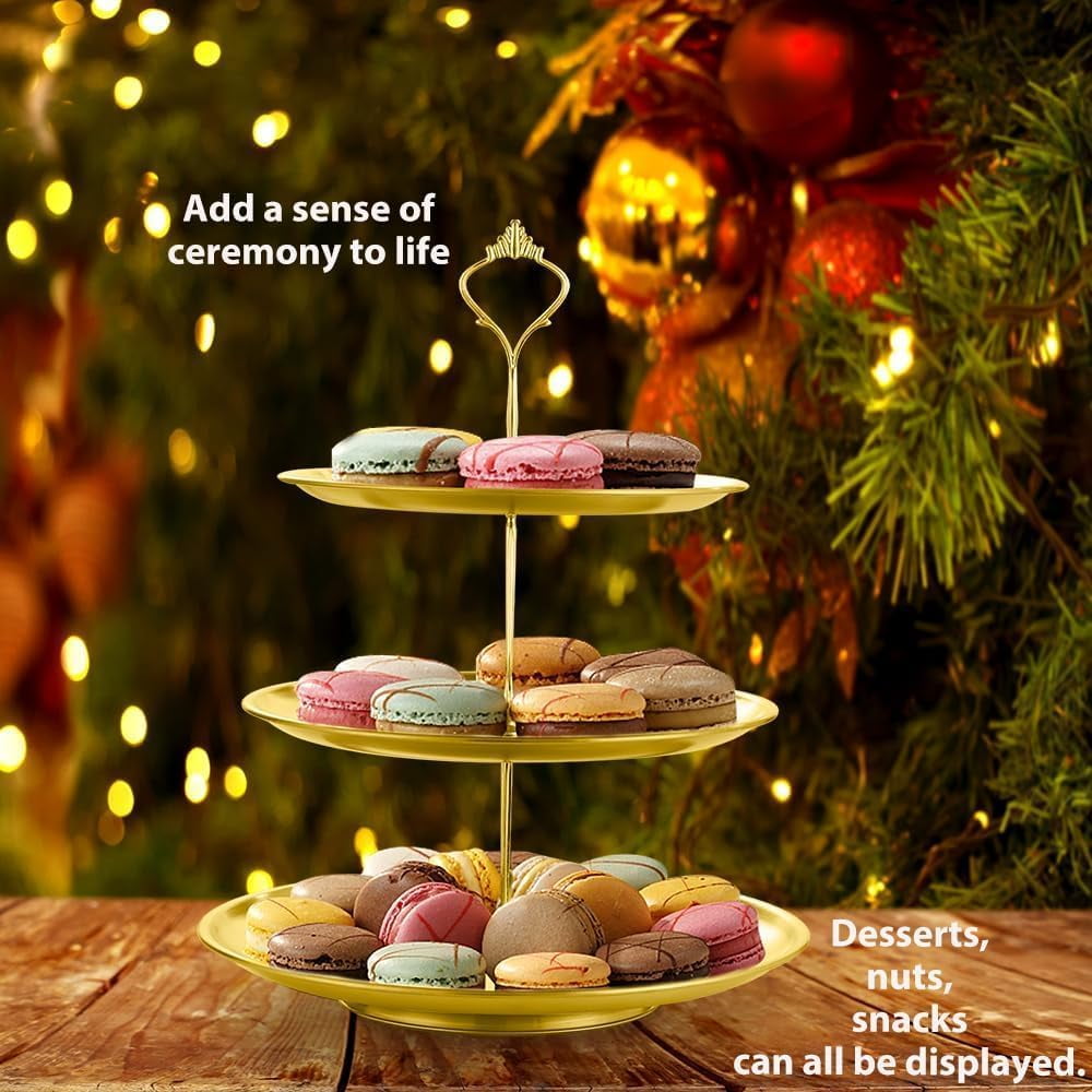 2 Pack Cake Stand 3-Tier Stainless Steel Cake Stand ,Cupcake Tower Dessert Table Display Set for Party Wedding Outdoor Picnic