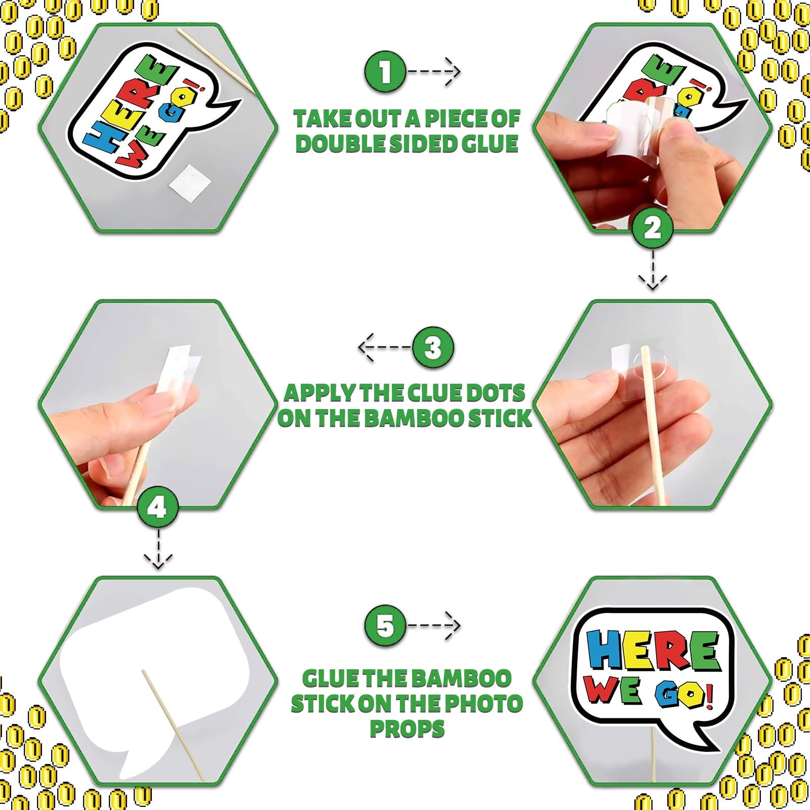 25Pcs Super Bros Party Photo Booth Props with Stick,Super Bros Selfie Props,Super Bros Themed Birthday Party Supplies,Super Bros Themed Backdrop Decorations