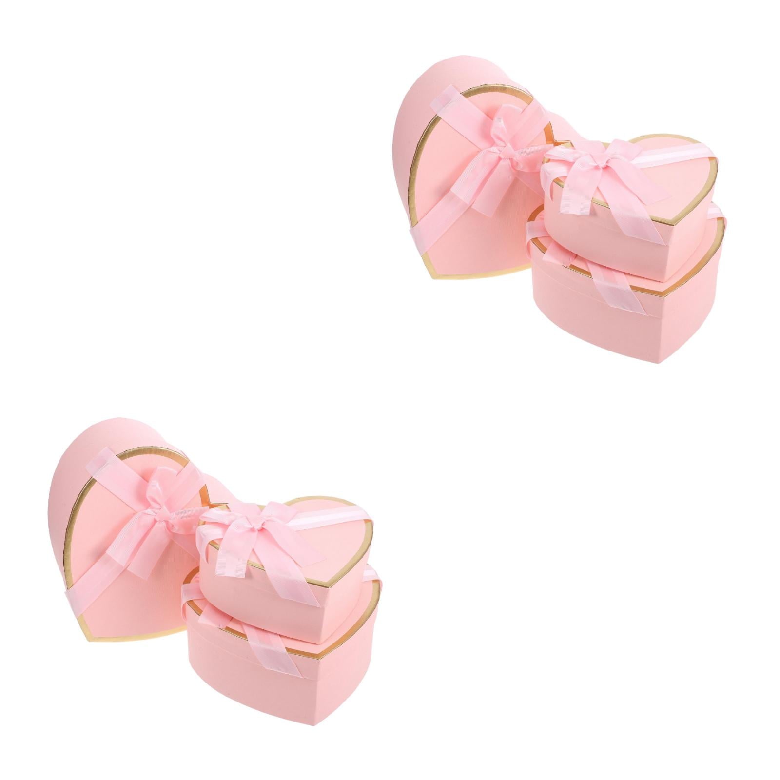 Raindrops 2 Sets  Valentines Day Heart Shaped Boxes Valentines Nesting Cardboard Cookie Box Flower Box Wraps Boxes For Wedding Birthday Present Wrapping Packaging Pink
