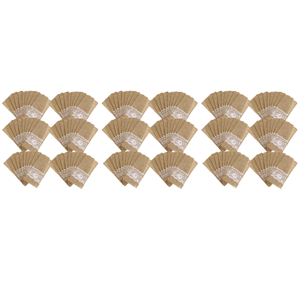 225Pcs Burlap Lace Cutlery Pouch Rustic Wedding Tableware Knife Fork Holder Bag Hessian Table Decoration,225 * Sack Bag,yellow-brown